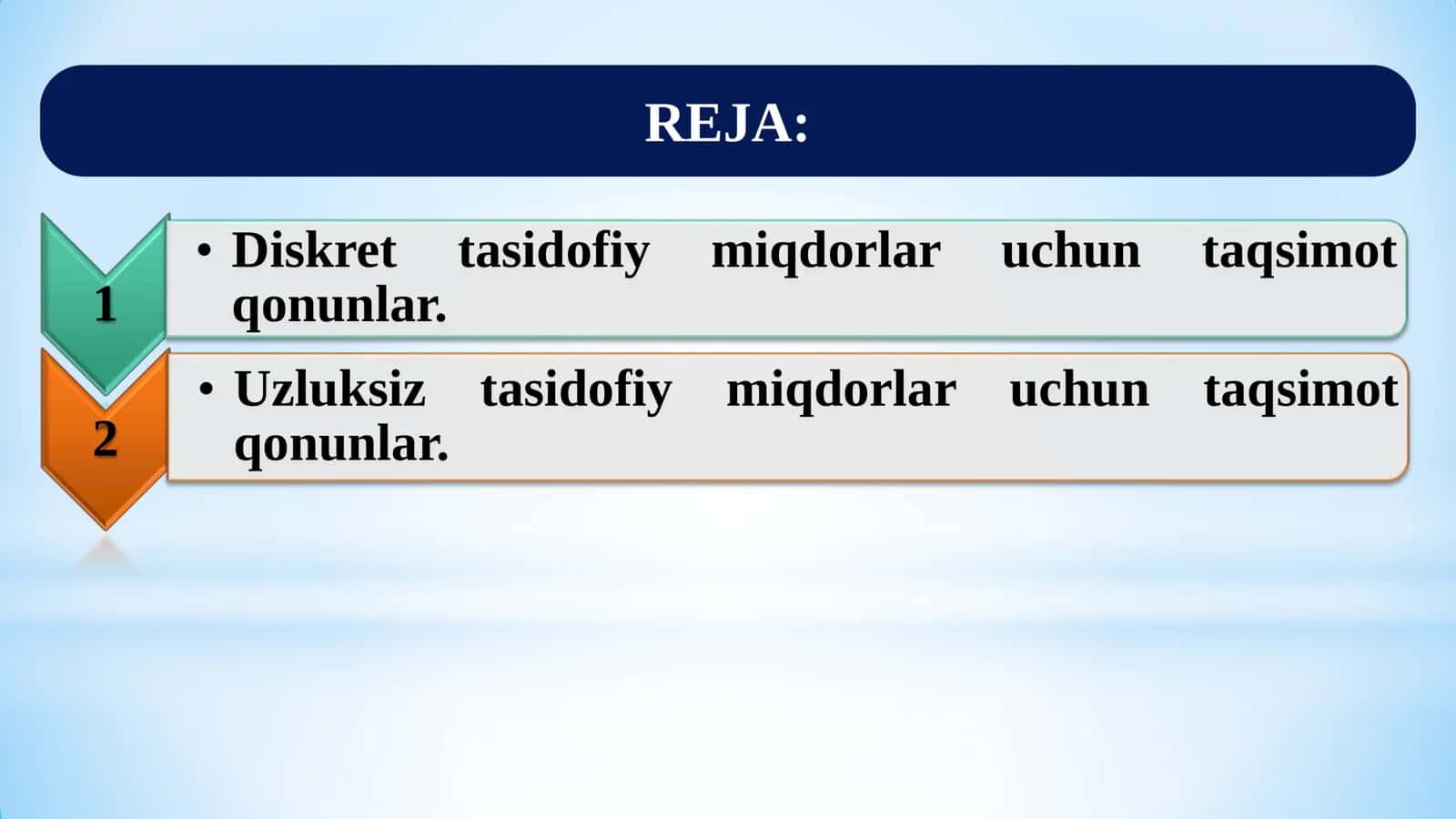 Amalda ko'p uchraydigan taqsimot qonunlari 2