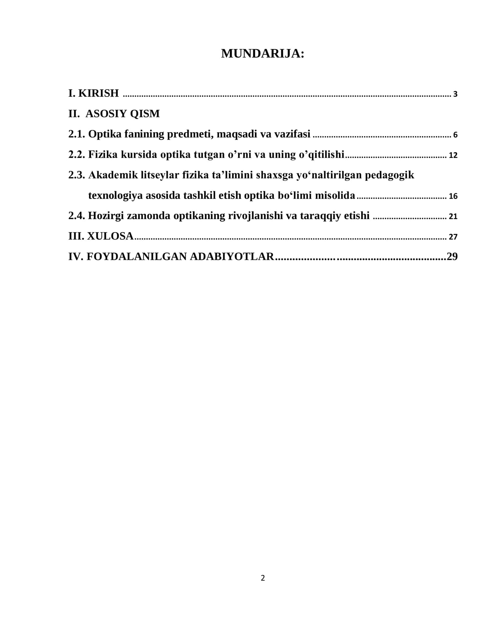AKADEMIK LITSEYLAR FIZIKA KURSIDA “OPTIKA” BO’LIMINI BAYON QILISH USLUBI 2