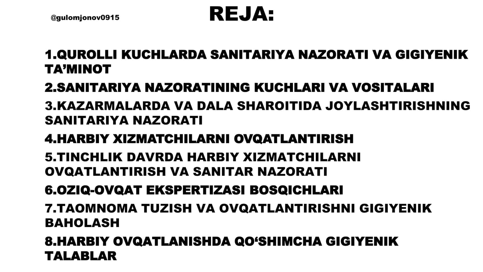 QO‘SHINLARNI KAZARMA VA DALA SHAROITLARIDA JOYLASHTIRILGANDA ULARNI OVQATLANTIRISHNING SANITARIYA NAZORATI 2