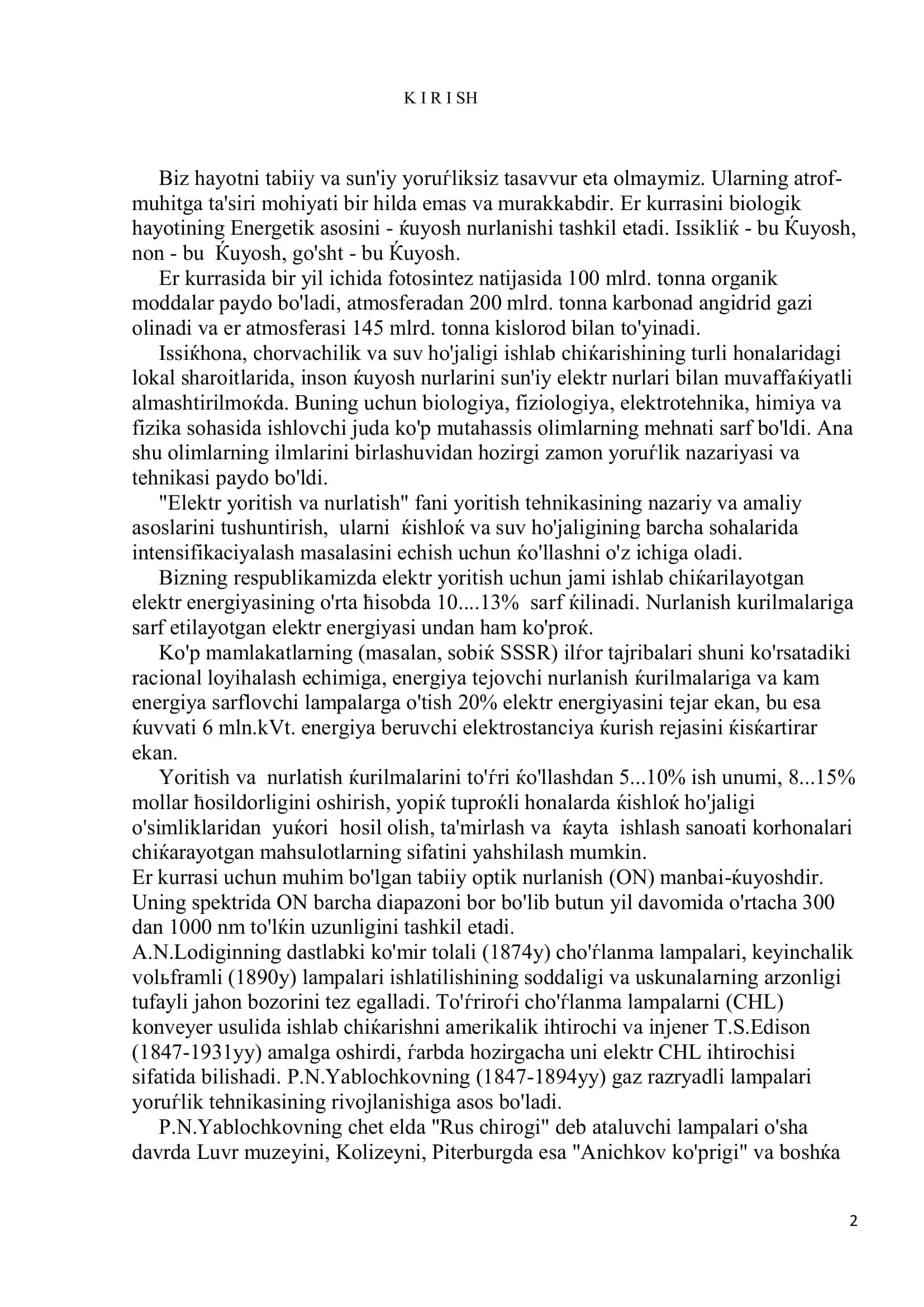 Еr kurrasi va jismoniy energiyang nurlotganining tashkili 2
