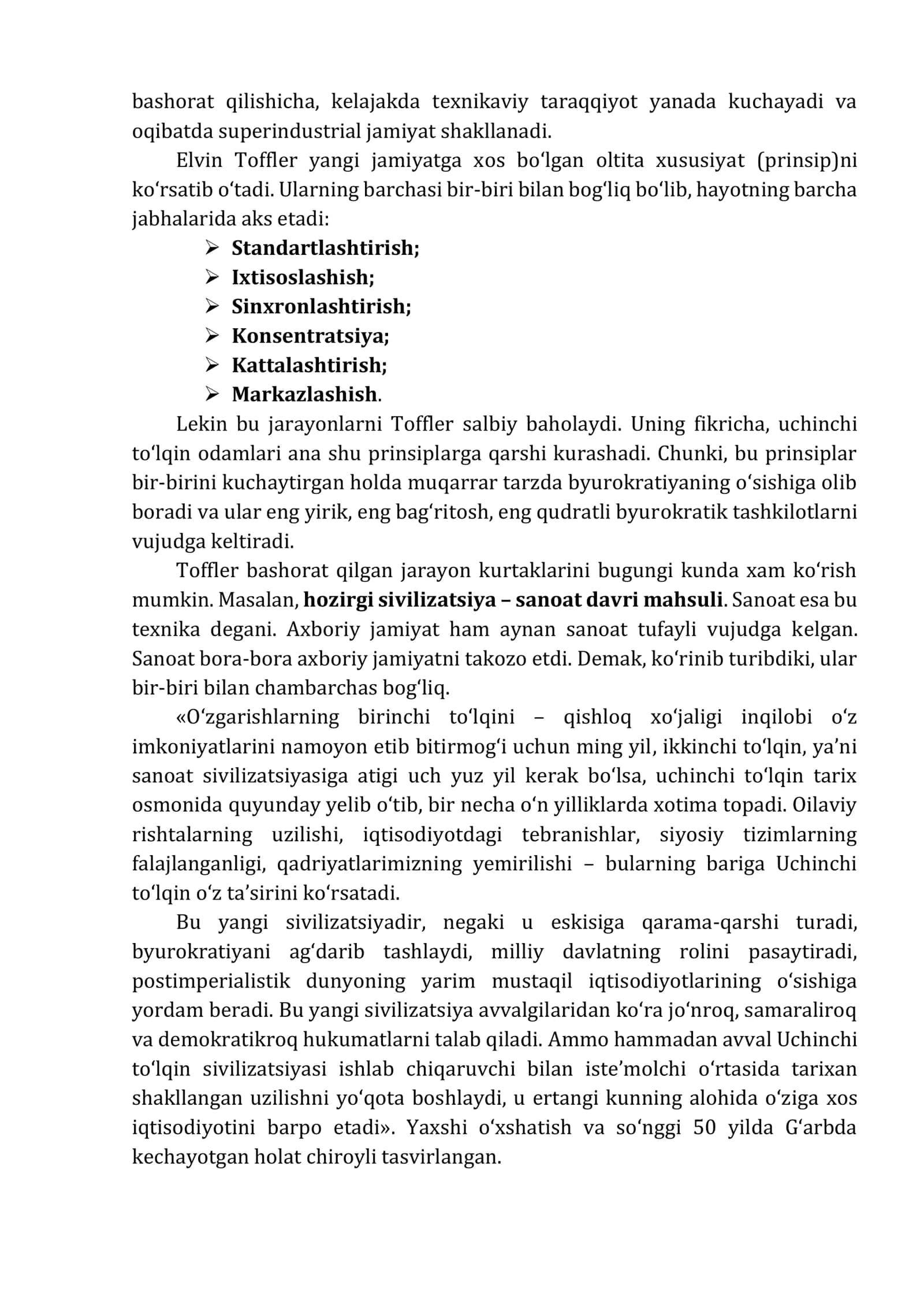 Elvin Tofflerning “Uchinchi to‘lqin” asari yuzasidan esse 2