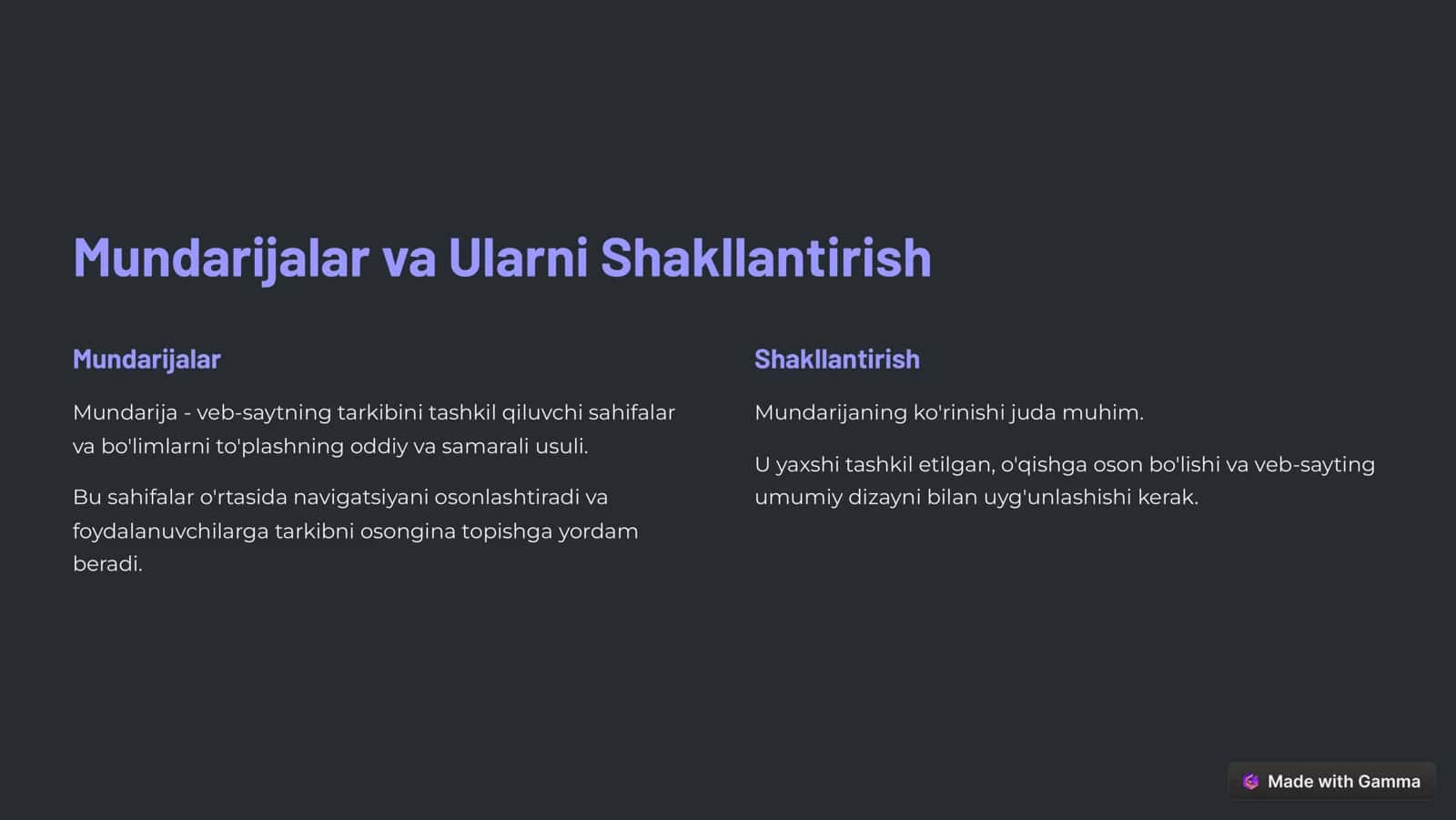 Avtomatlashtirilgan Vositalar va Shablonlar 2