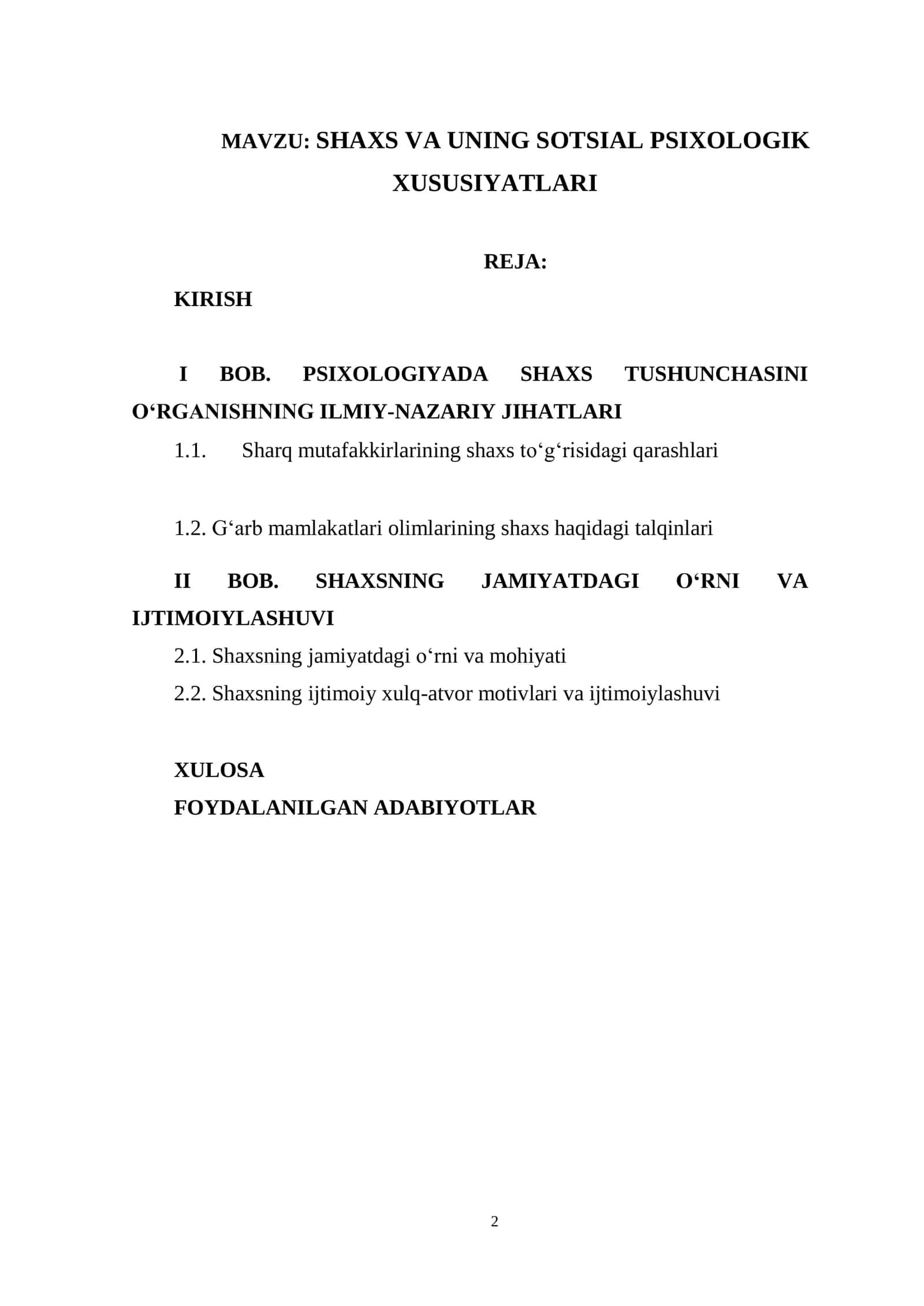 SHAXS VA UNING SOTSIAL PSIXOLOGIK XUSUSIYATLARI 2