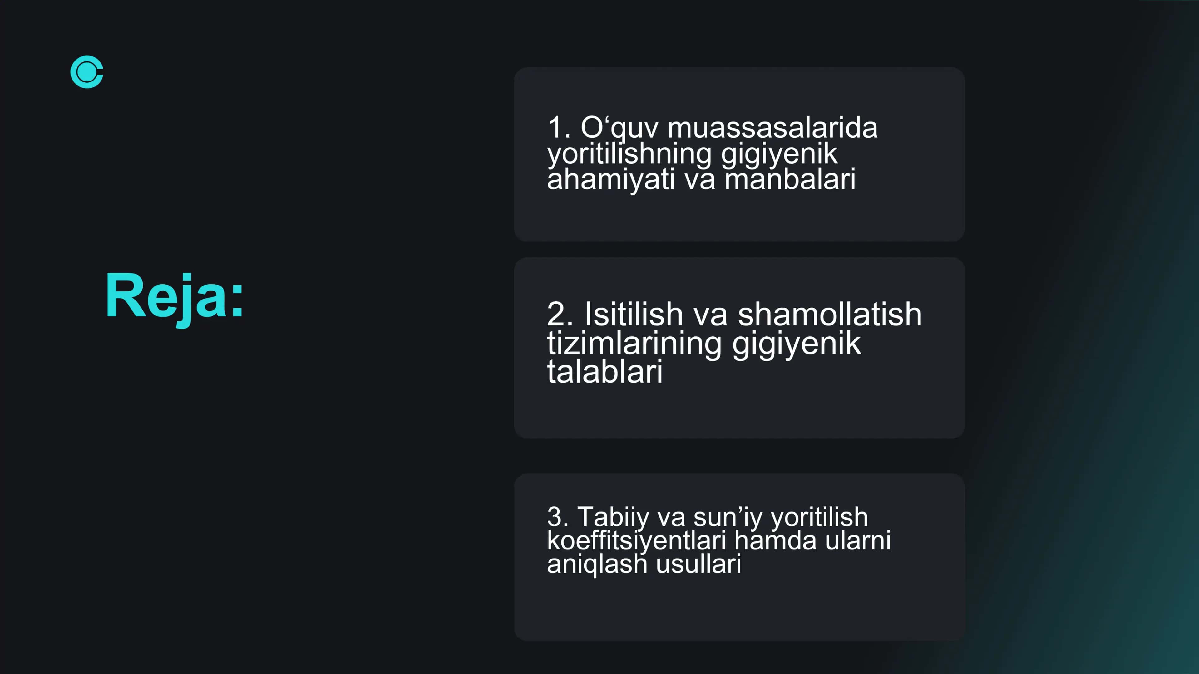 Óquv muassasalarining yoritilishi, isitilishi va shamollatishini gigiyenik baholash 2