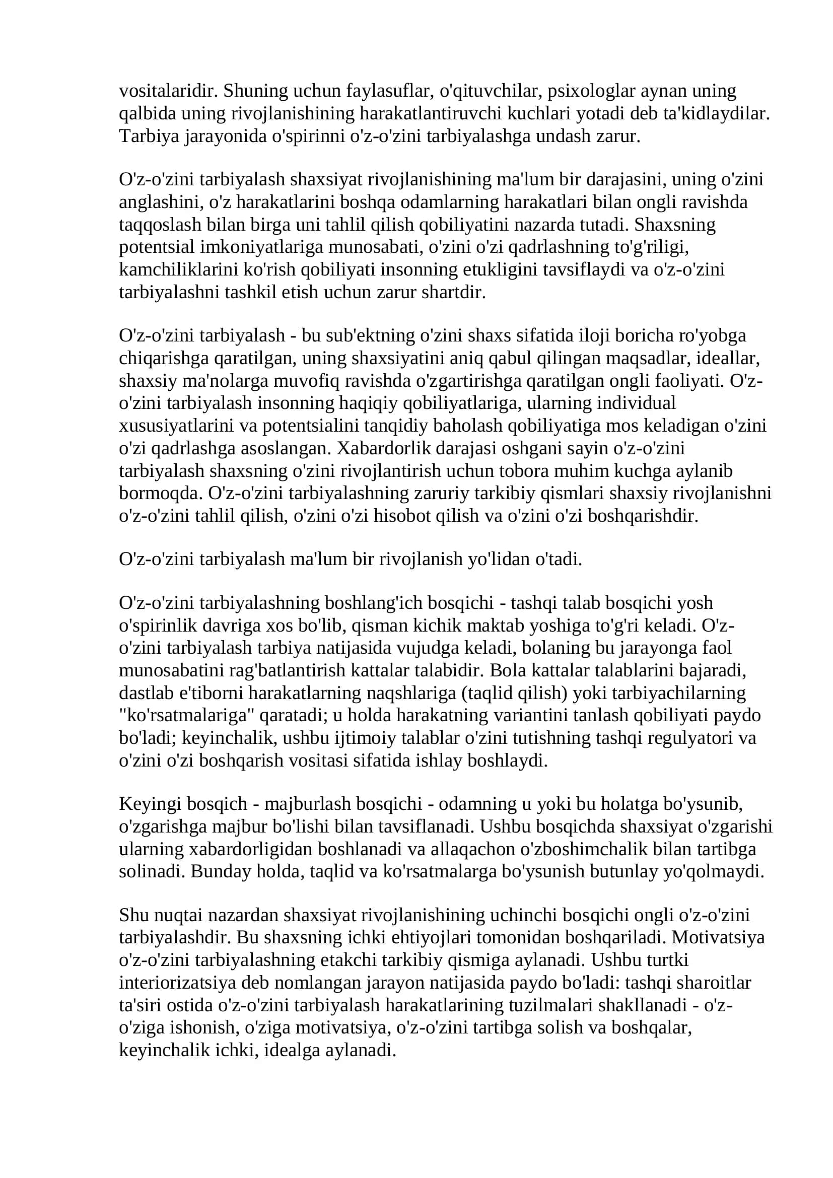 Shaxsni o`z o`zini kamol toptirish 2