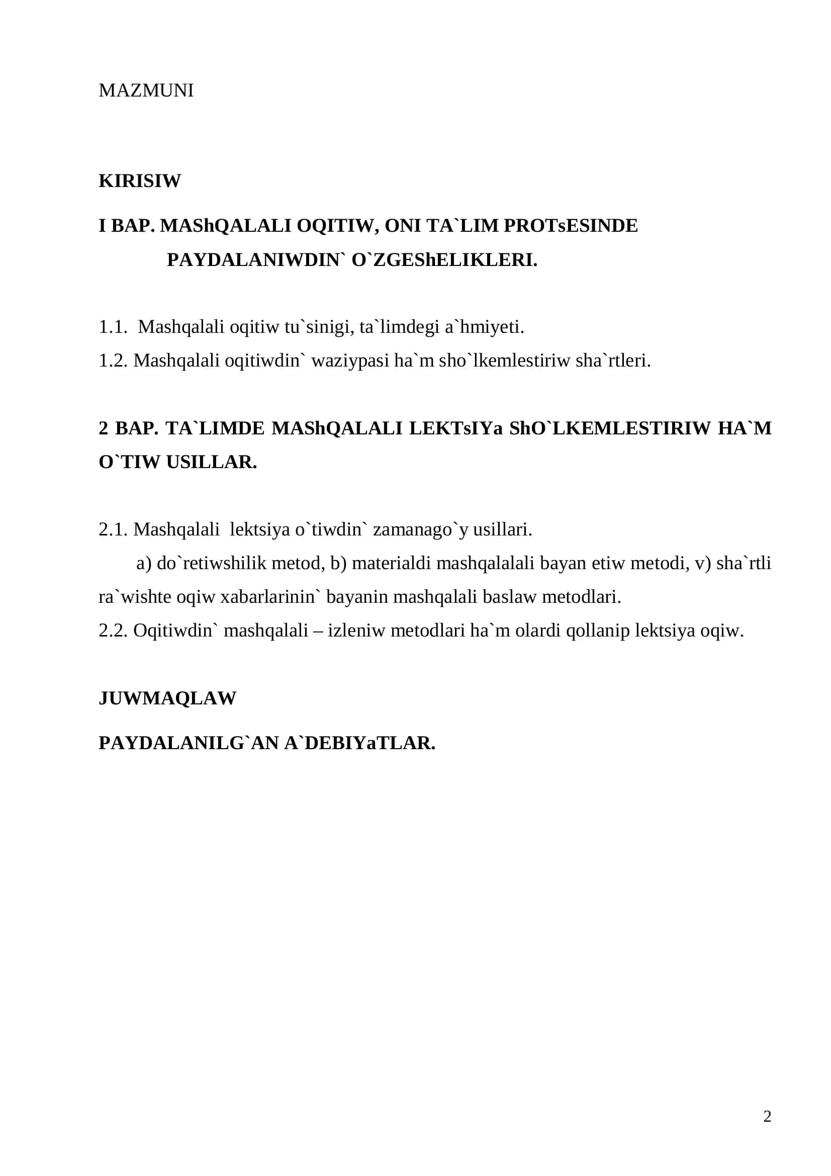 Psixologiya pa`nlerin oqitiw metodikasi 2
