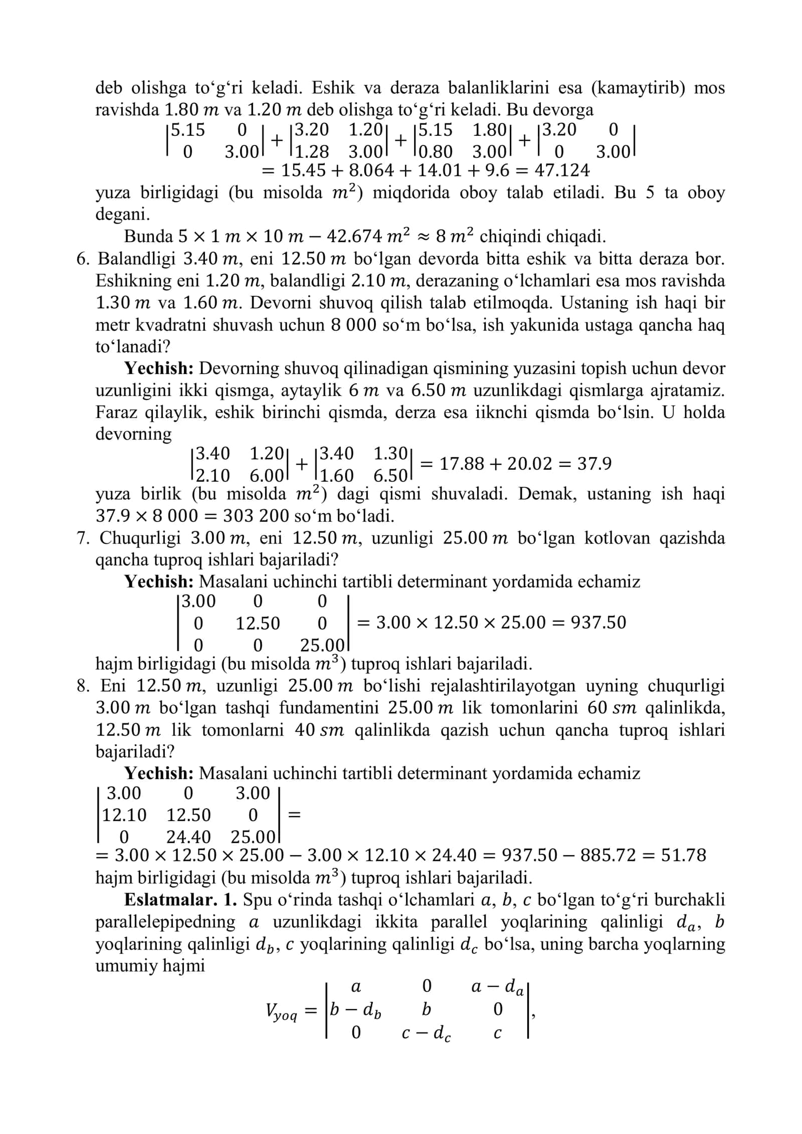 Determinantlarga oid misollar I 2