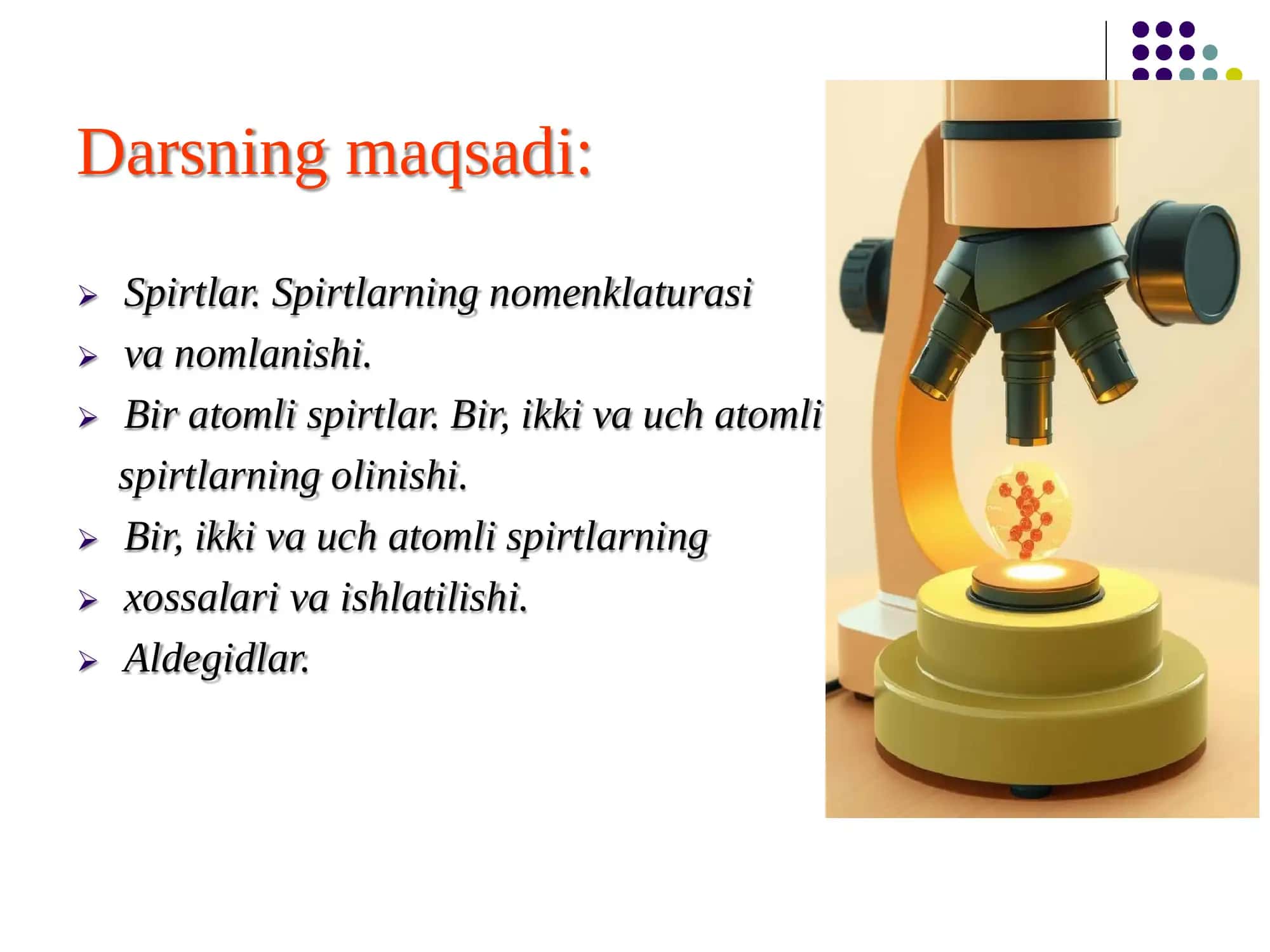 13-Amaliy mashg‘ulot. Kislorod saqlovchi organik birikmalar tasnifi, tuzilishi, xossalari. Spirtlar, aldegidlar. 2