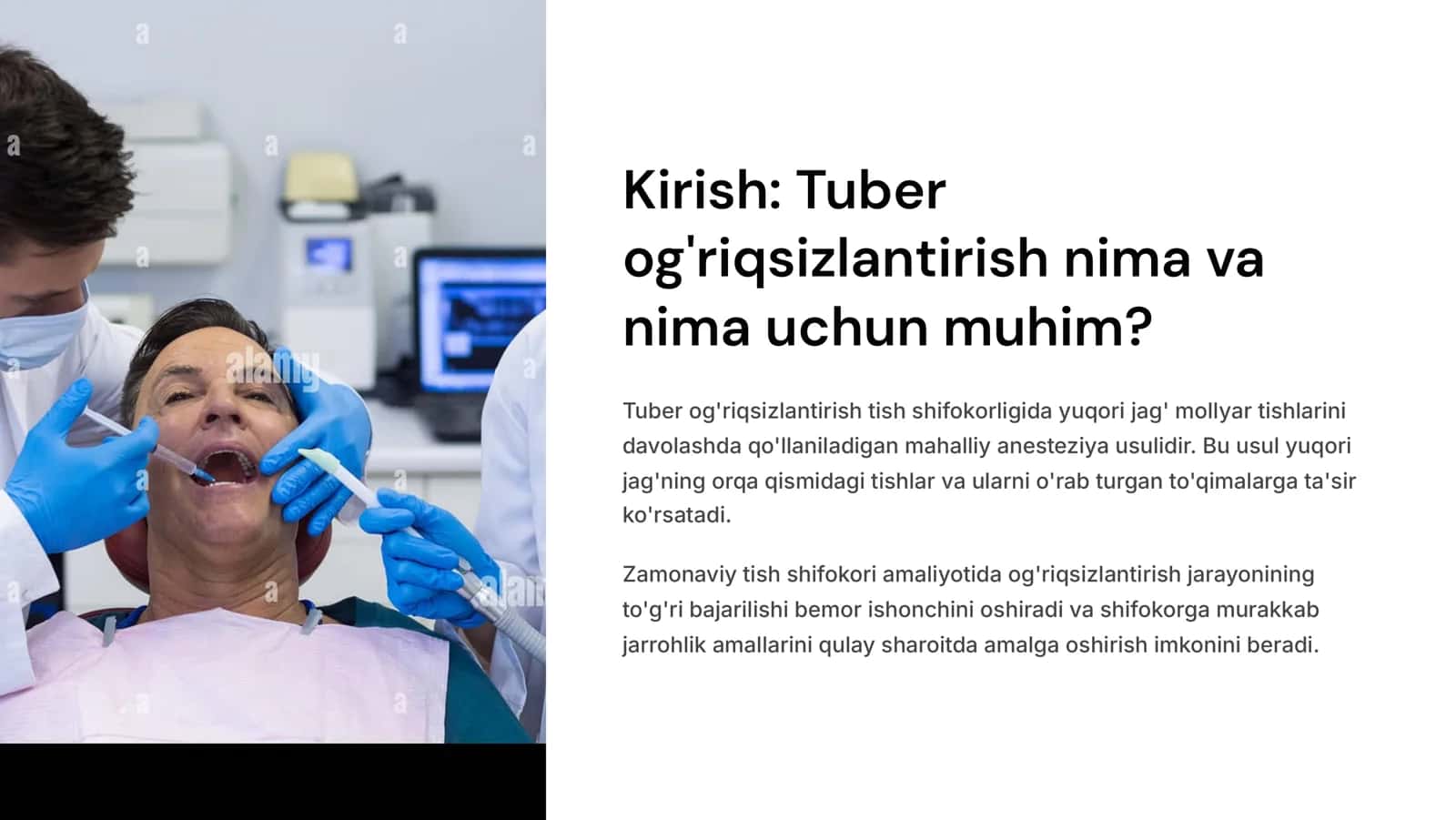Tuberаl оg’riqsizlаntirishning оg’iz ichi vа tаshqi Egоrоv vа Vаysblаt usuli. Og’riqsizlаntirish vaqtida kuzatiladigan asoratlar va ularni bartaraf etish. 2
