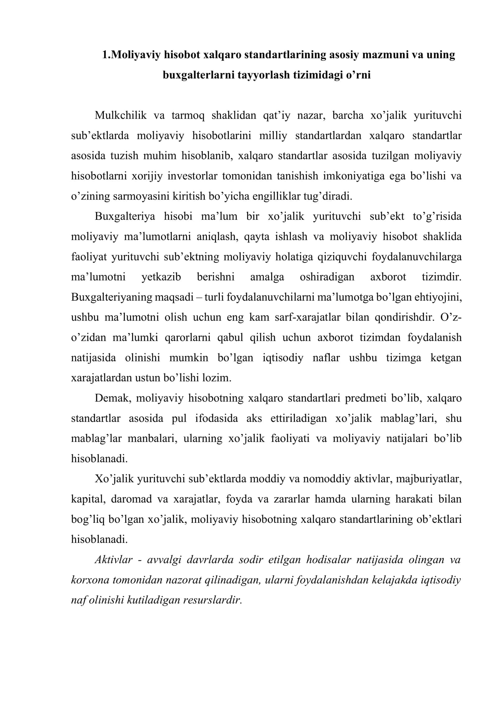 Moliyaviy hisobotning xalqaro standartlariga kirish 2