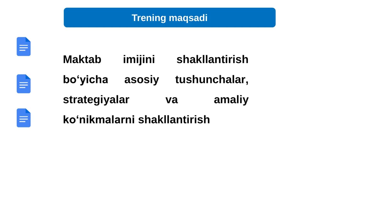 Menejerlik o'uv kursi tinglovchilari uchun  Maktab imijini shakllantirish 2