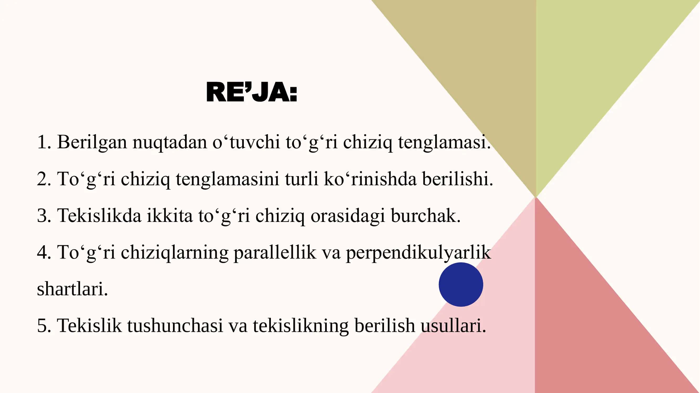 ANALITIK GEOMETRIYA ELEMENTLARI 2