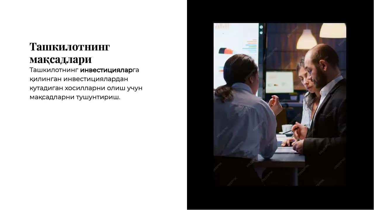 Инвестициялар мақсадлари ва босқичлари: Формал хусусийатлар 2