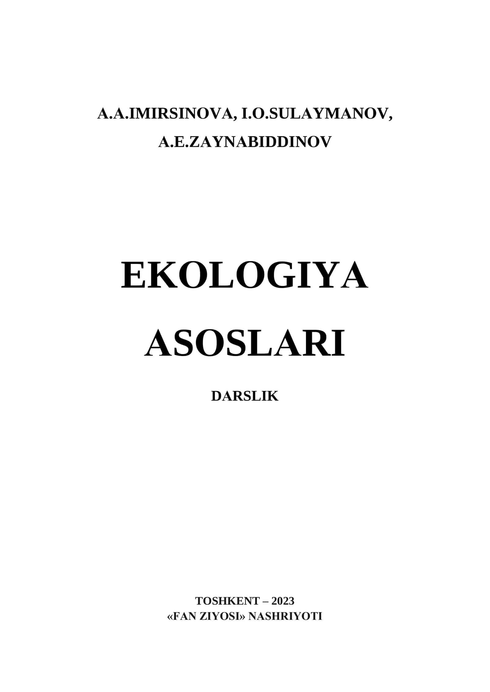 Ekologiya asoslari darslik 2