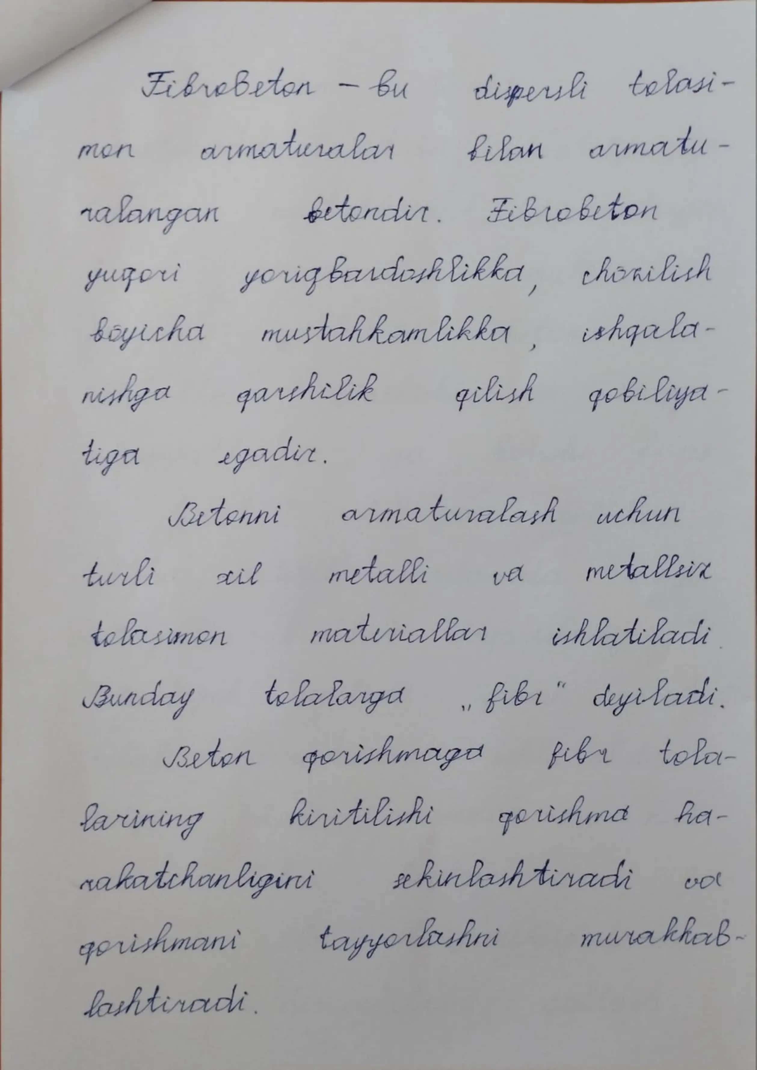 Dispers armaturalangan beton. Metallmas tolalar bilan armaturalangan beton. 2