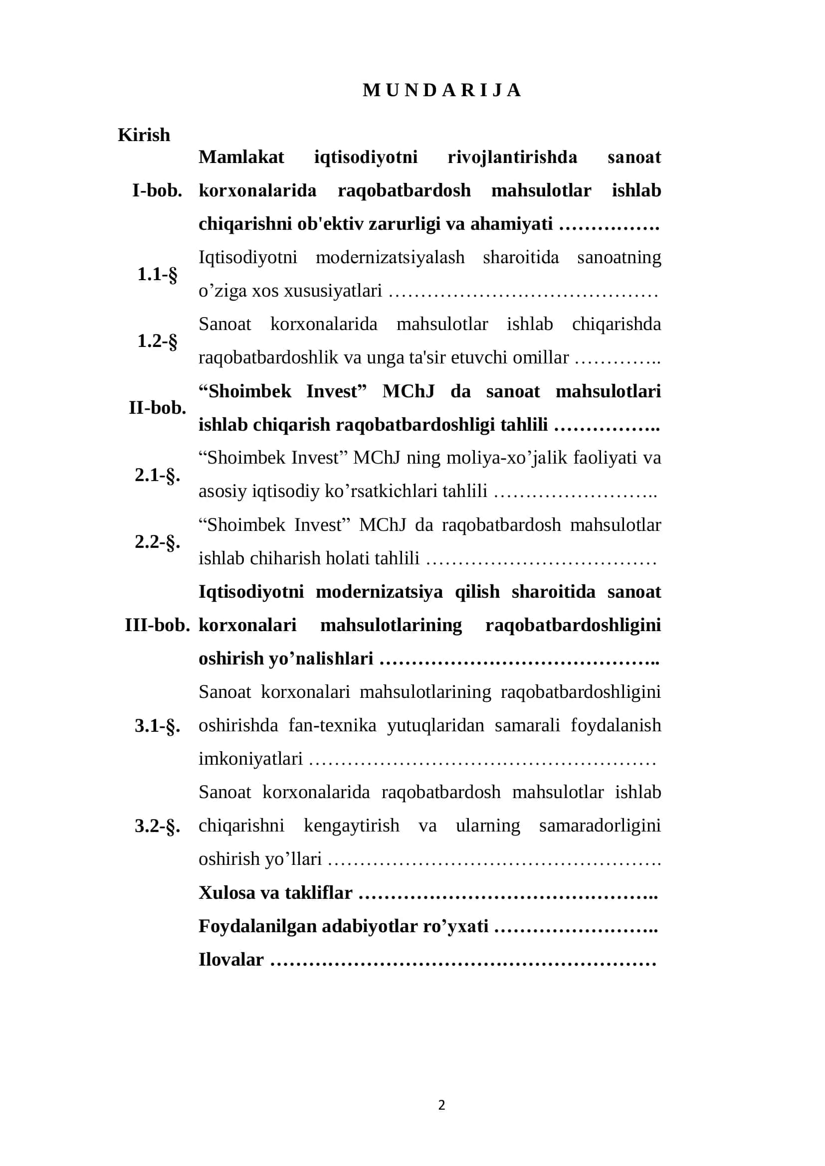 SANOAT KORXONALARINING RAQOBATBARDOSHLIGINI TA`MINLASH YO`LLARI 2