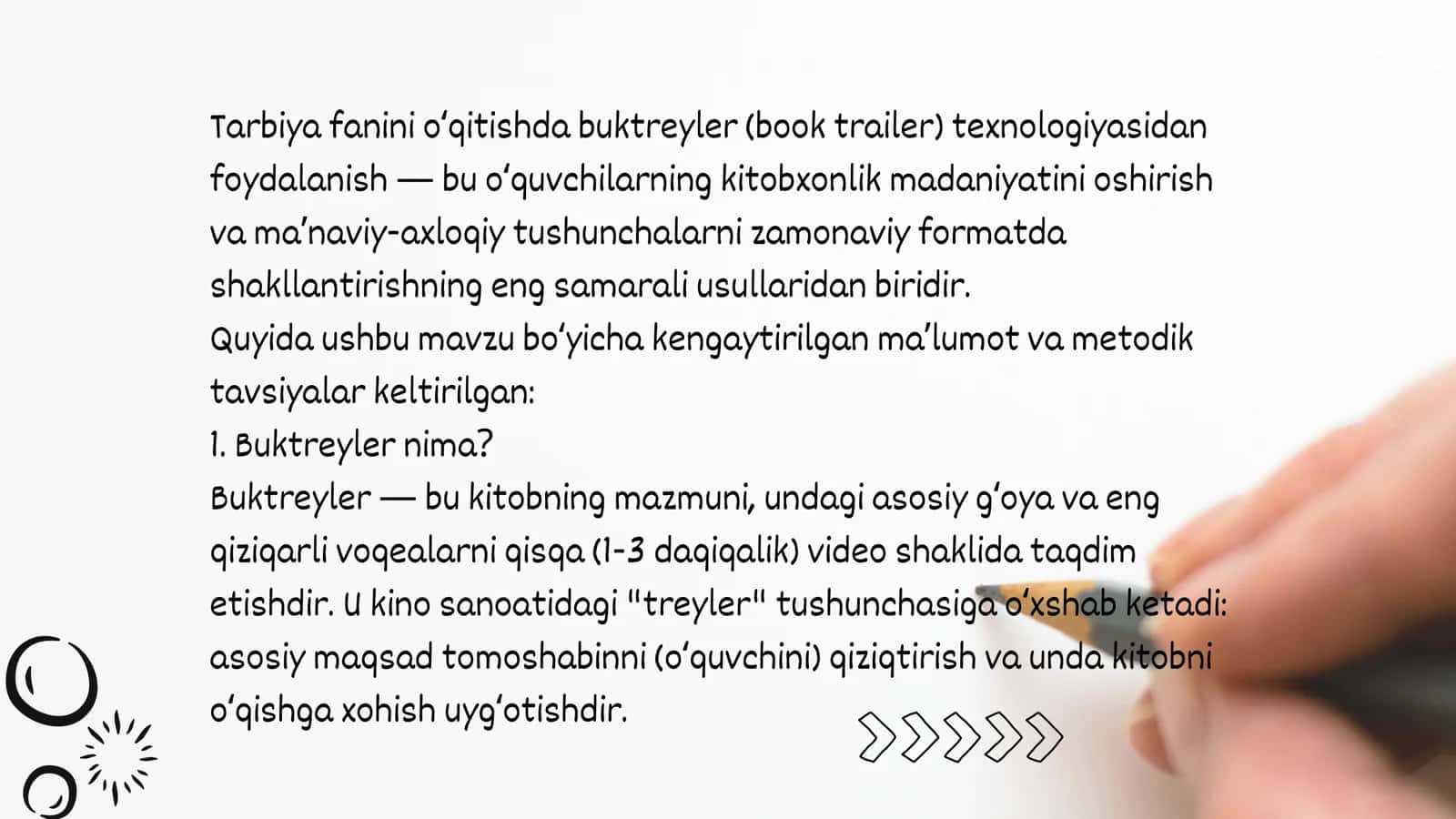 TARBIYA FANINI OʻQITISHDA BUKTREYLER TEXNOLOGIYALARDAN FOYDALANISH 2