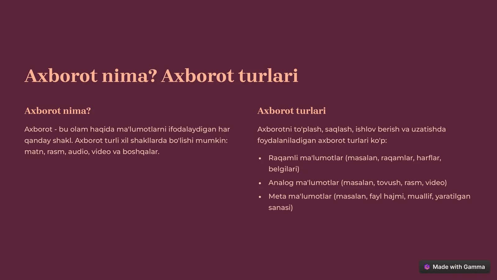 Axborot Texnologiyalari 2