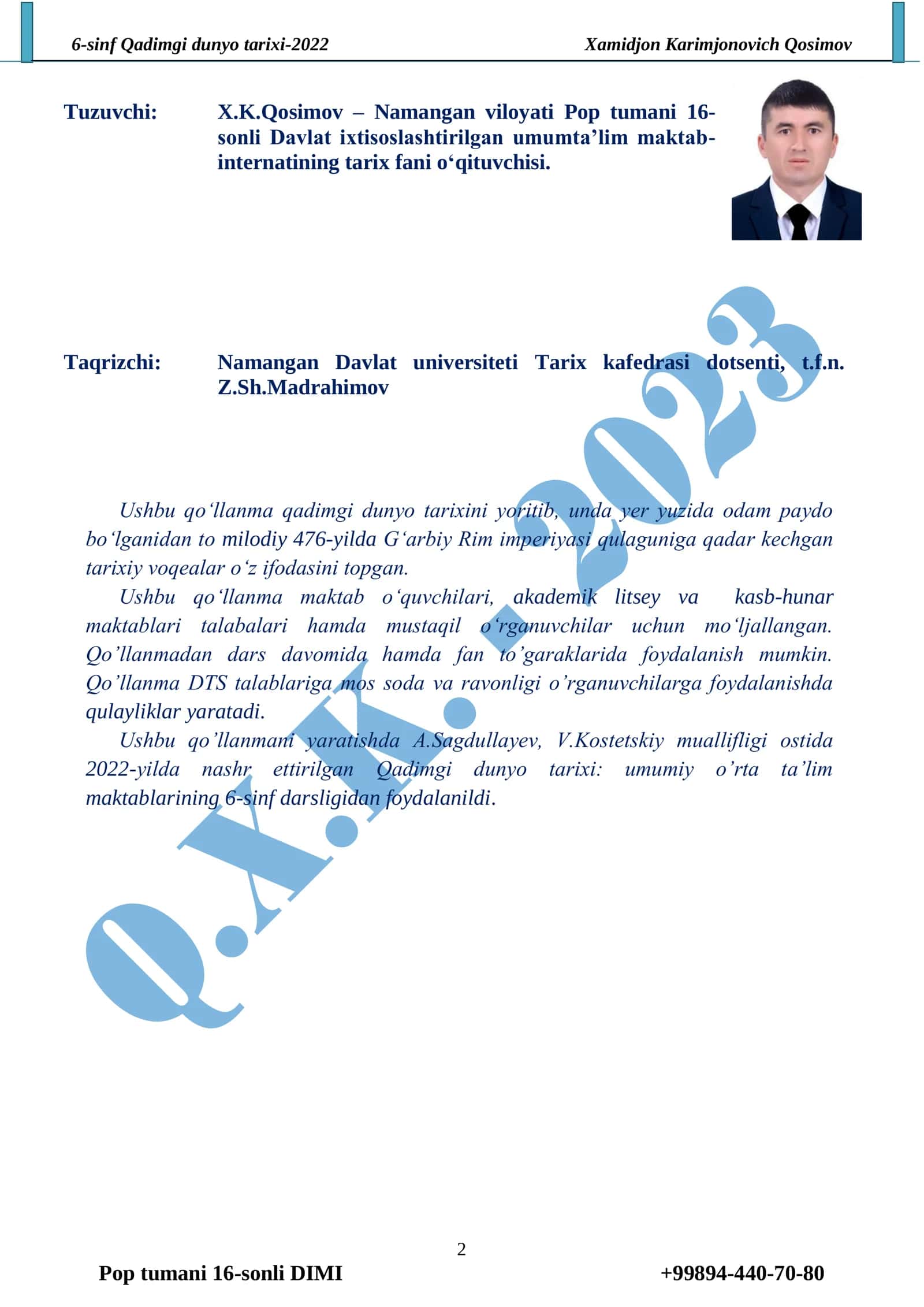 6-sinf Qadimgi dunyo tarixi qo'llanma 2