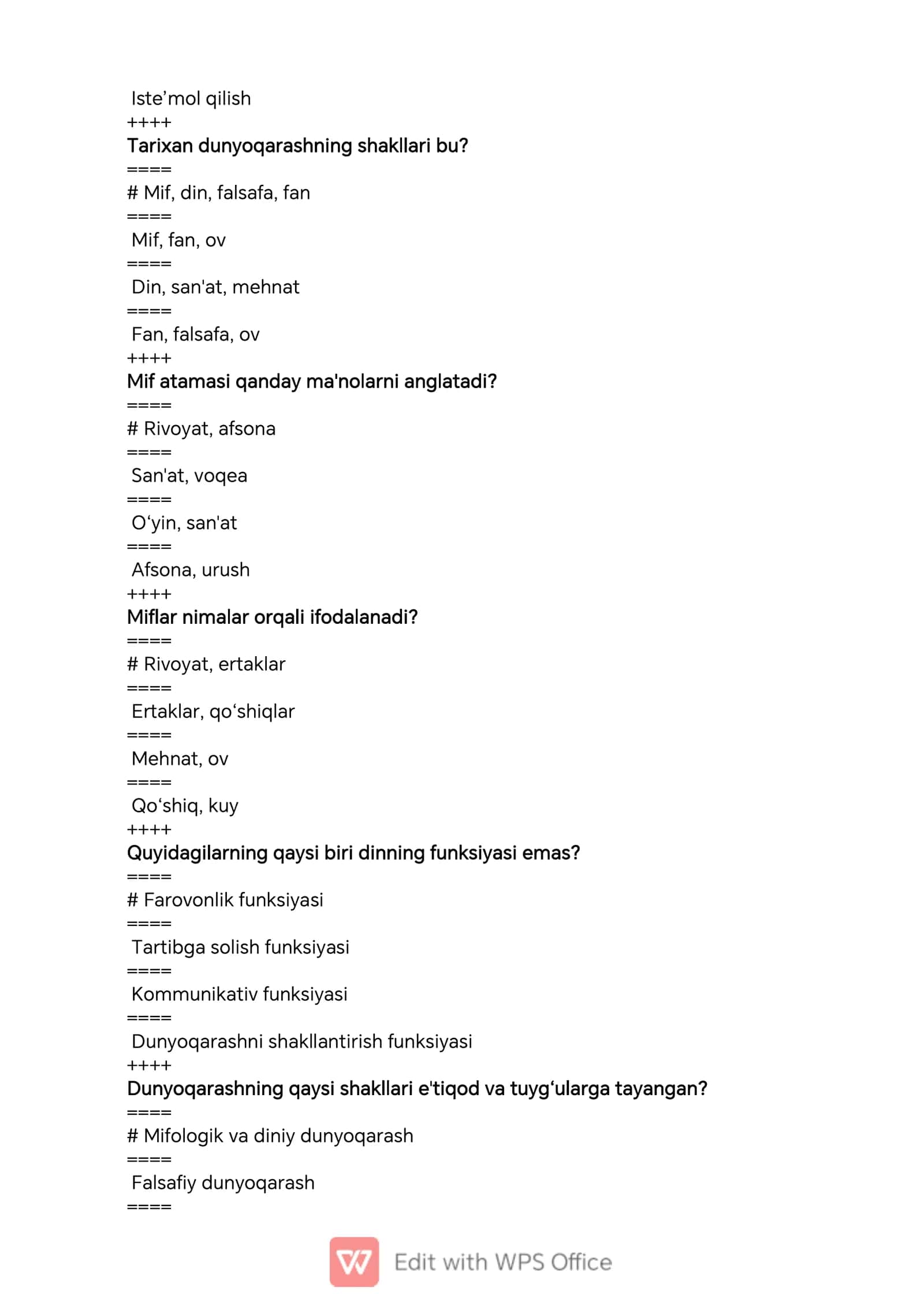 Dunyoqarashning tuzilishi qanday? 2