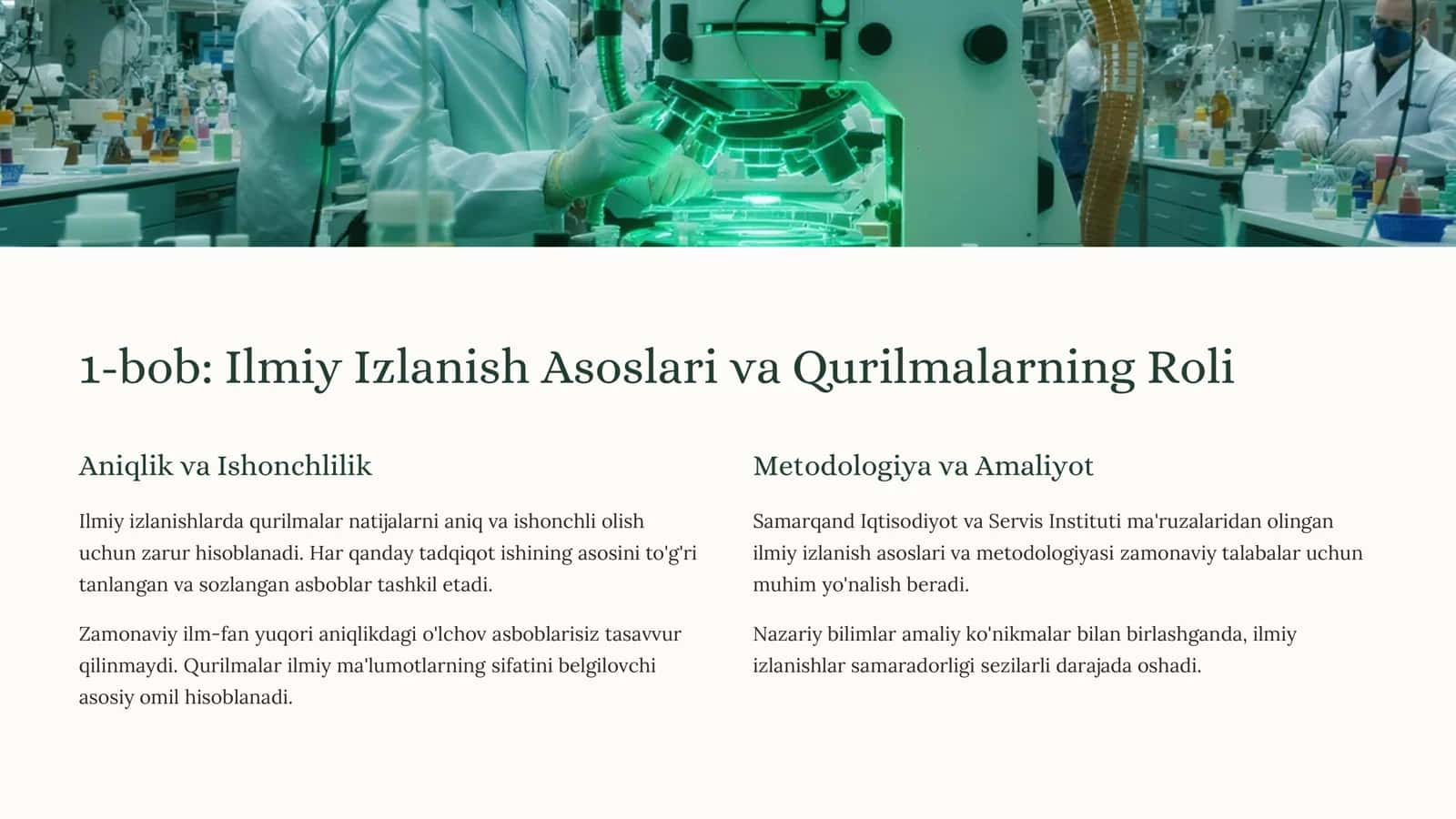 Ilmiy Izlanish Ishlarida Qo'llaniladigan Qurilmalar, Jihozlar va Asboblar 2