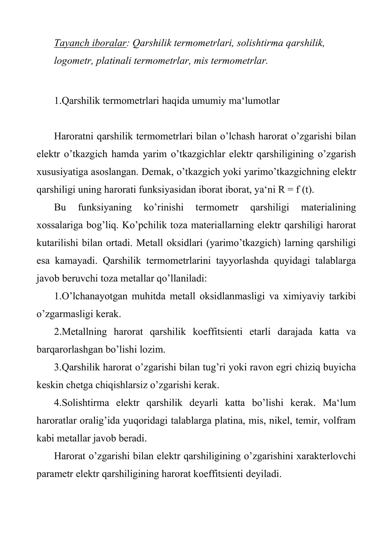 Qarshilik termometrlari. Logometrlar 2