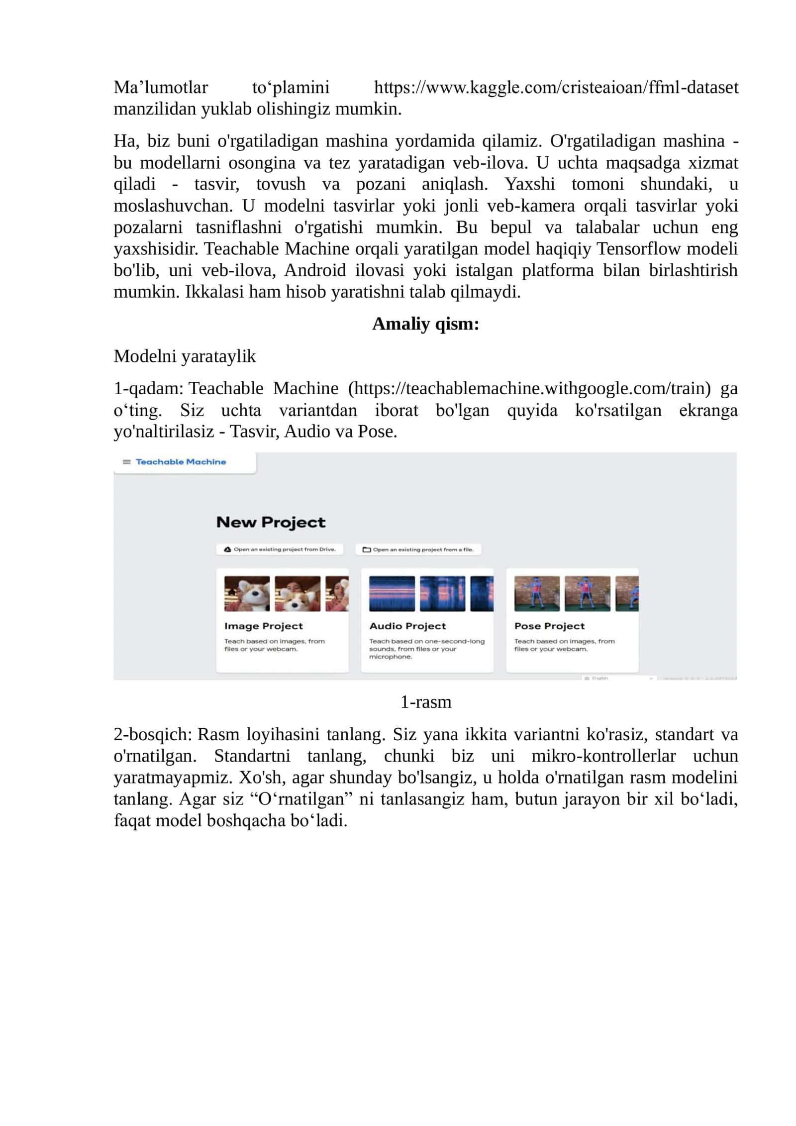 Google teachable machine dasturi yordamida birinchi suniy intellektni yaratish 2