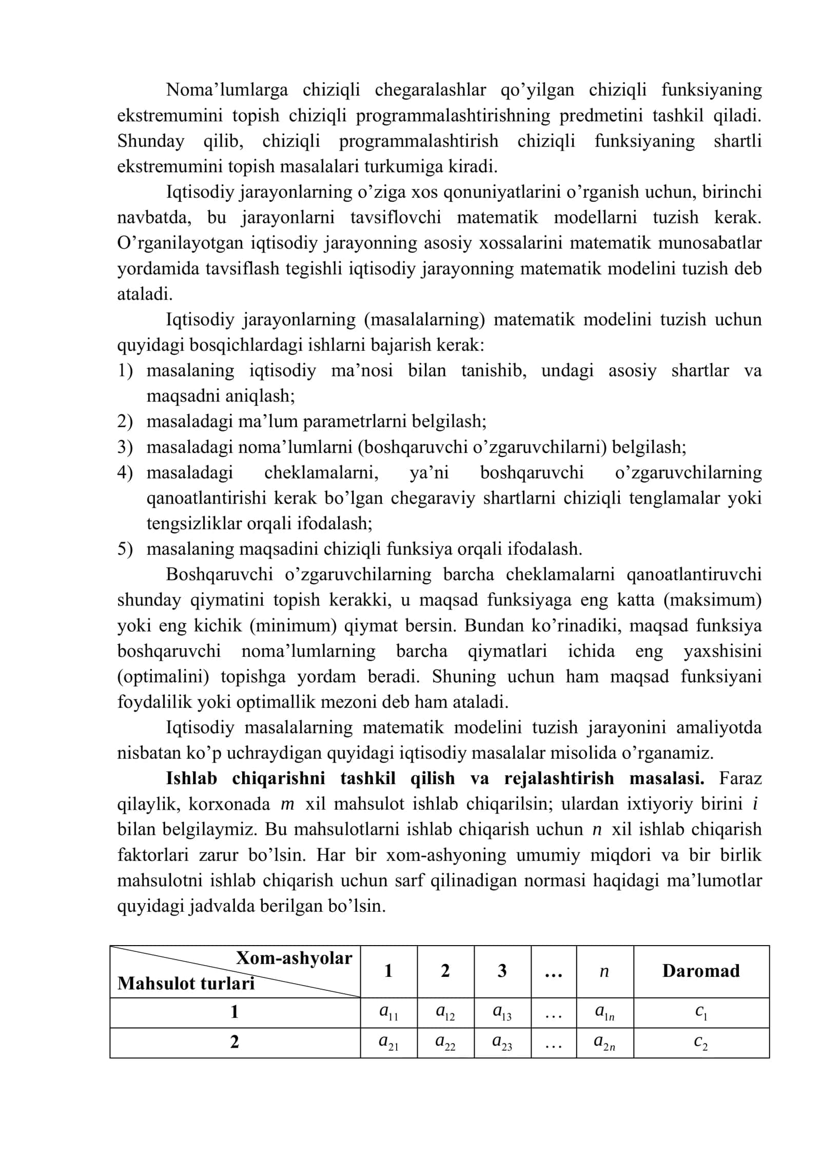 Chiziqli programmalashtirish masalasi: yechimlari va ularning xossalari. Chiziqli programmalashtirish masalasining geometrik talqini 2
