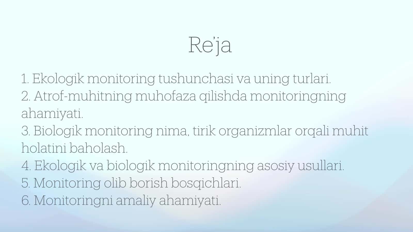 Ekologik va biologik monitoring 2
