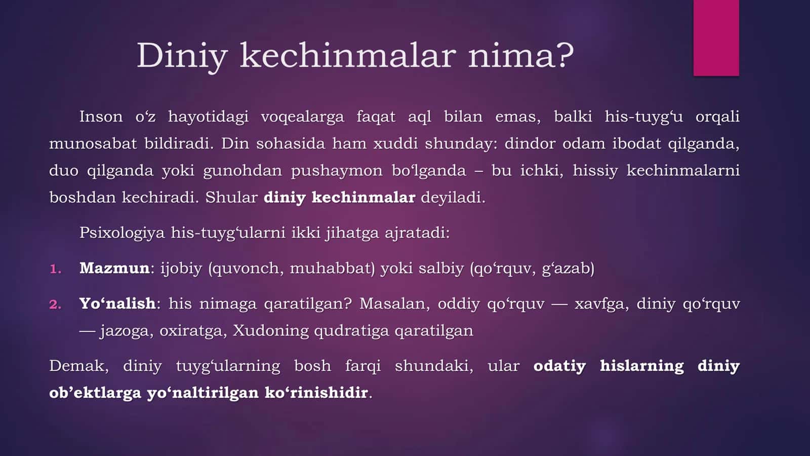 Diniy kechinmalar nima? 2