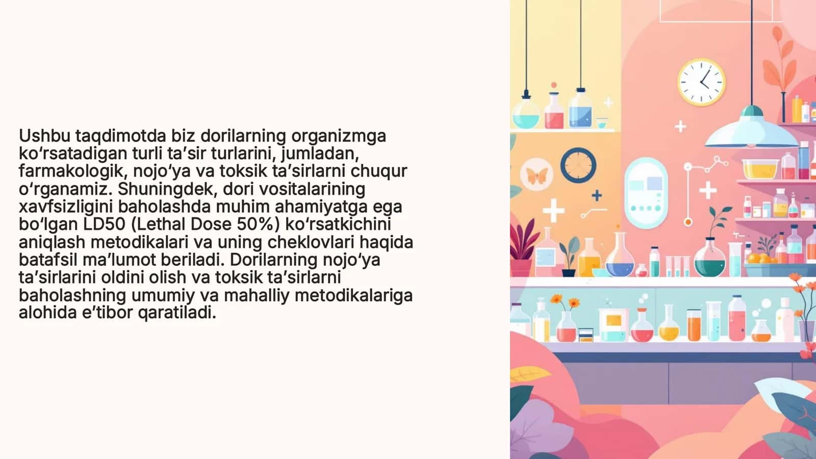 Dorilarning ta’sir turlari va toksikologiyada LD50 aniqlash 2
