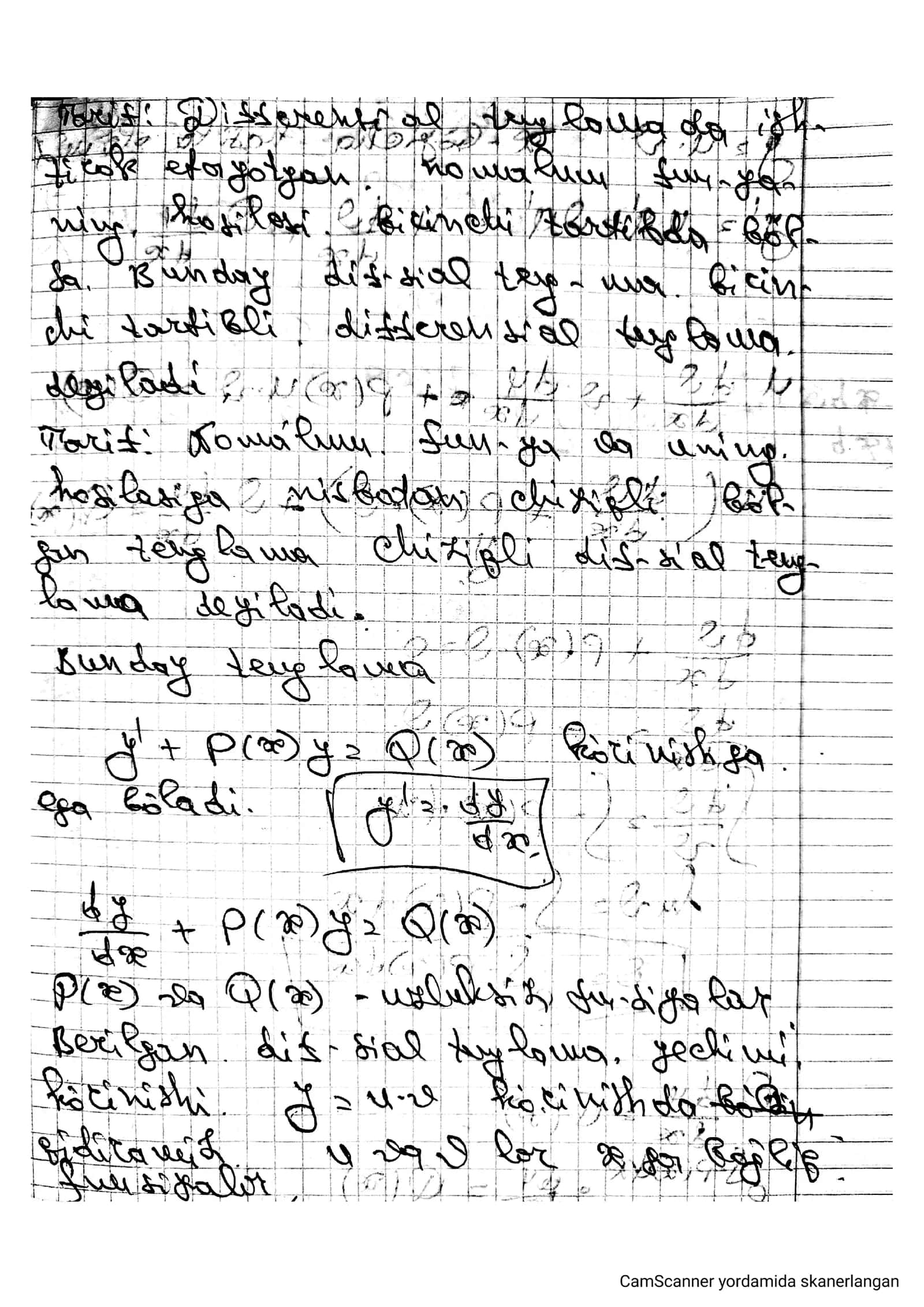 Birinchi tartibli chiziqli differensial tenglamalar 2