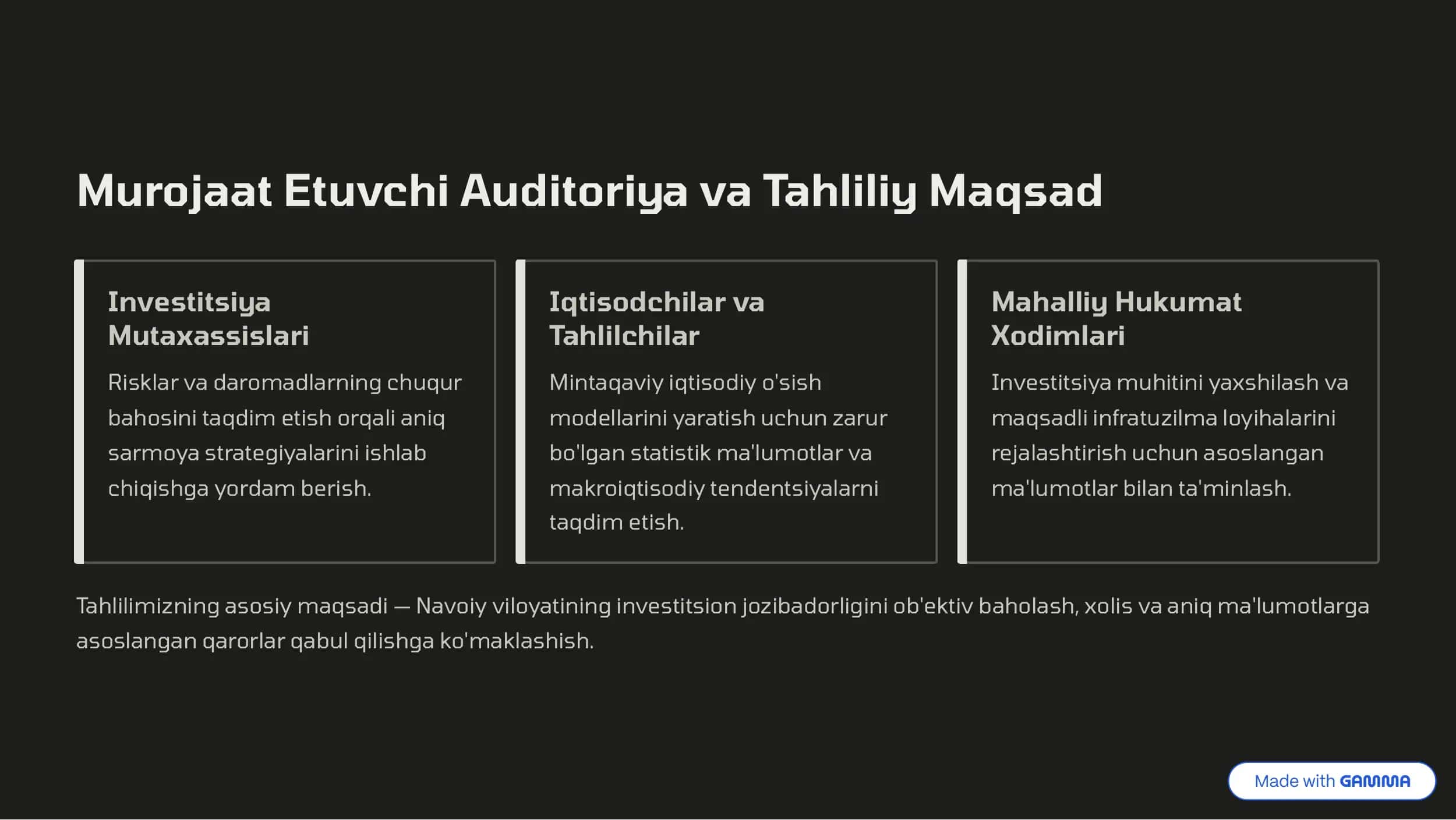 Navoiy viloyatiga Investitsiyalar: Tizimli Tahlil va Strategik Qarorlar 2