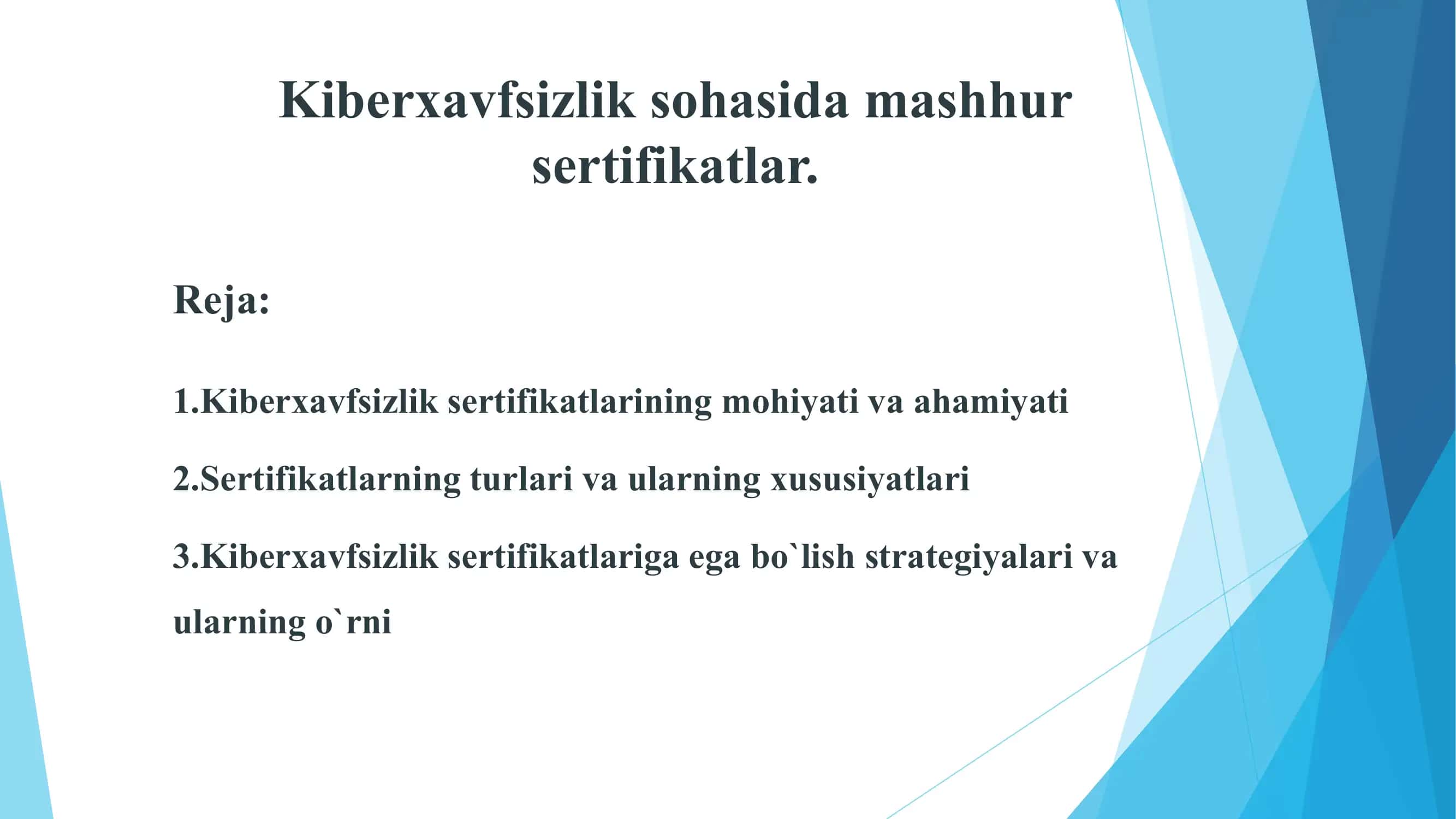 Kiberxavfsizlik sohasida mashhur sertifikatlar 2