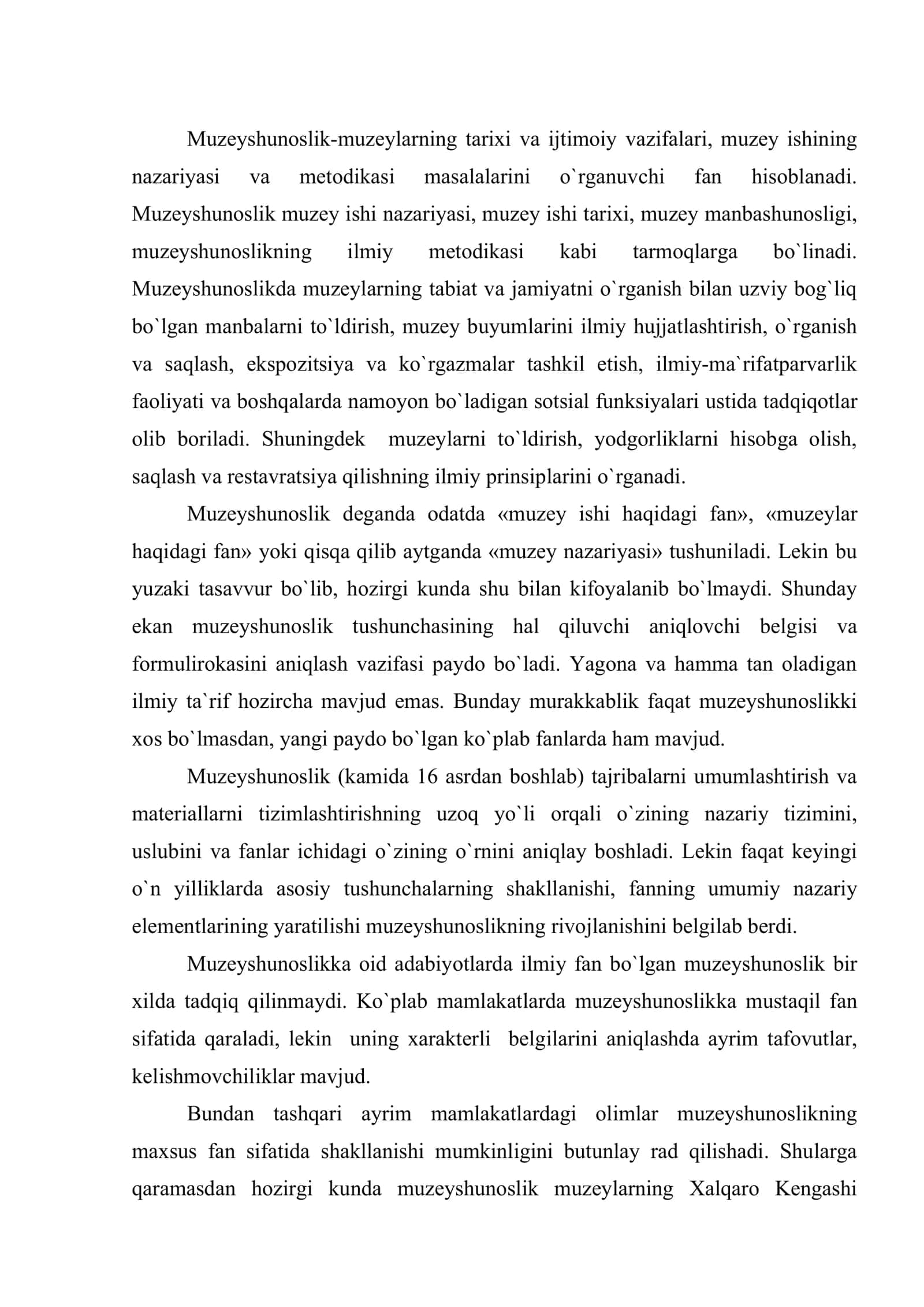 Muzeyshunoslik fanning predmeti, maqsadi va vazifalari 2