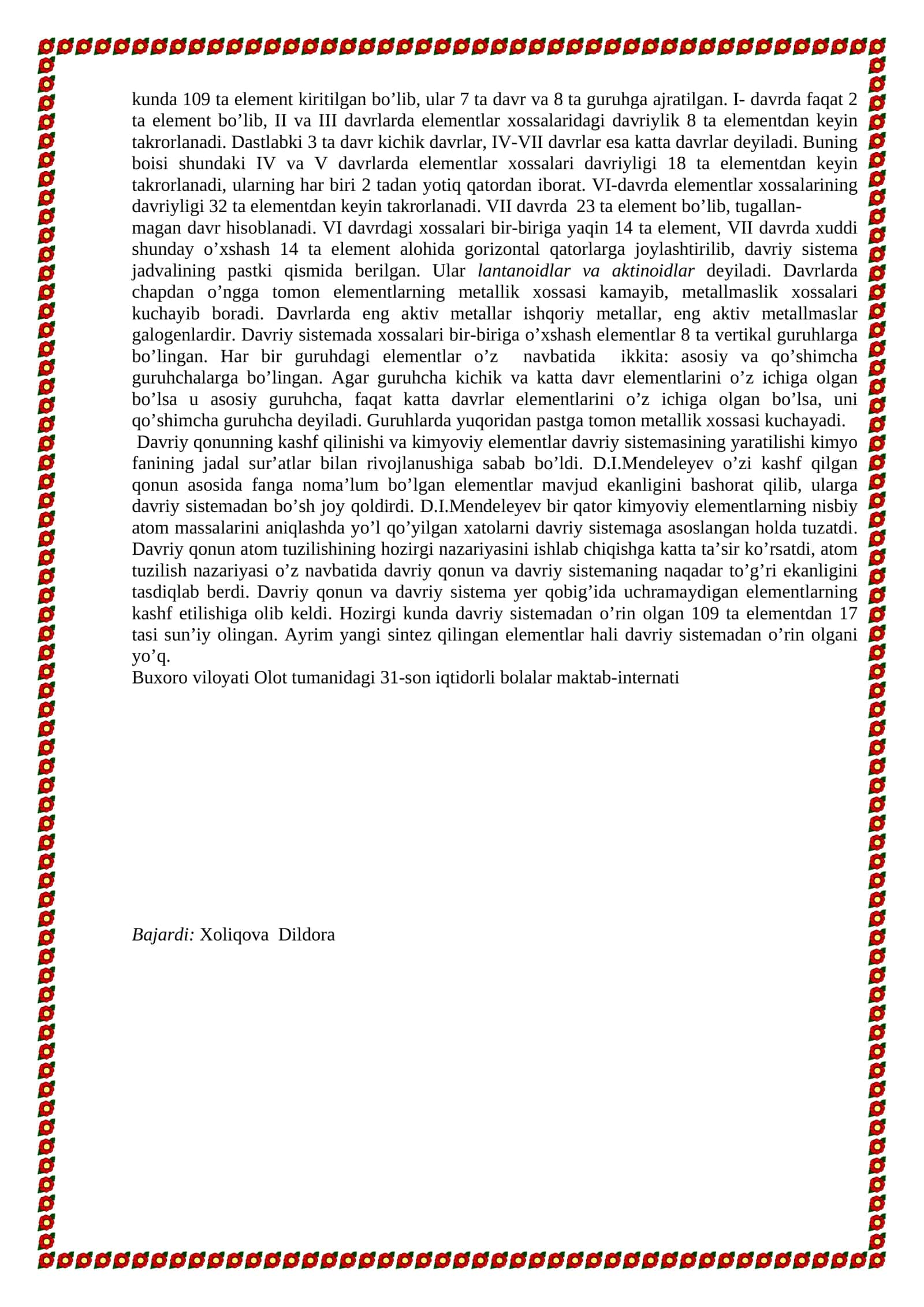 Elementlar davriy sistemasi va davriy qonun 2