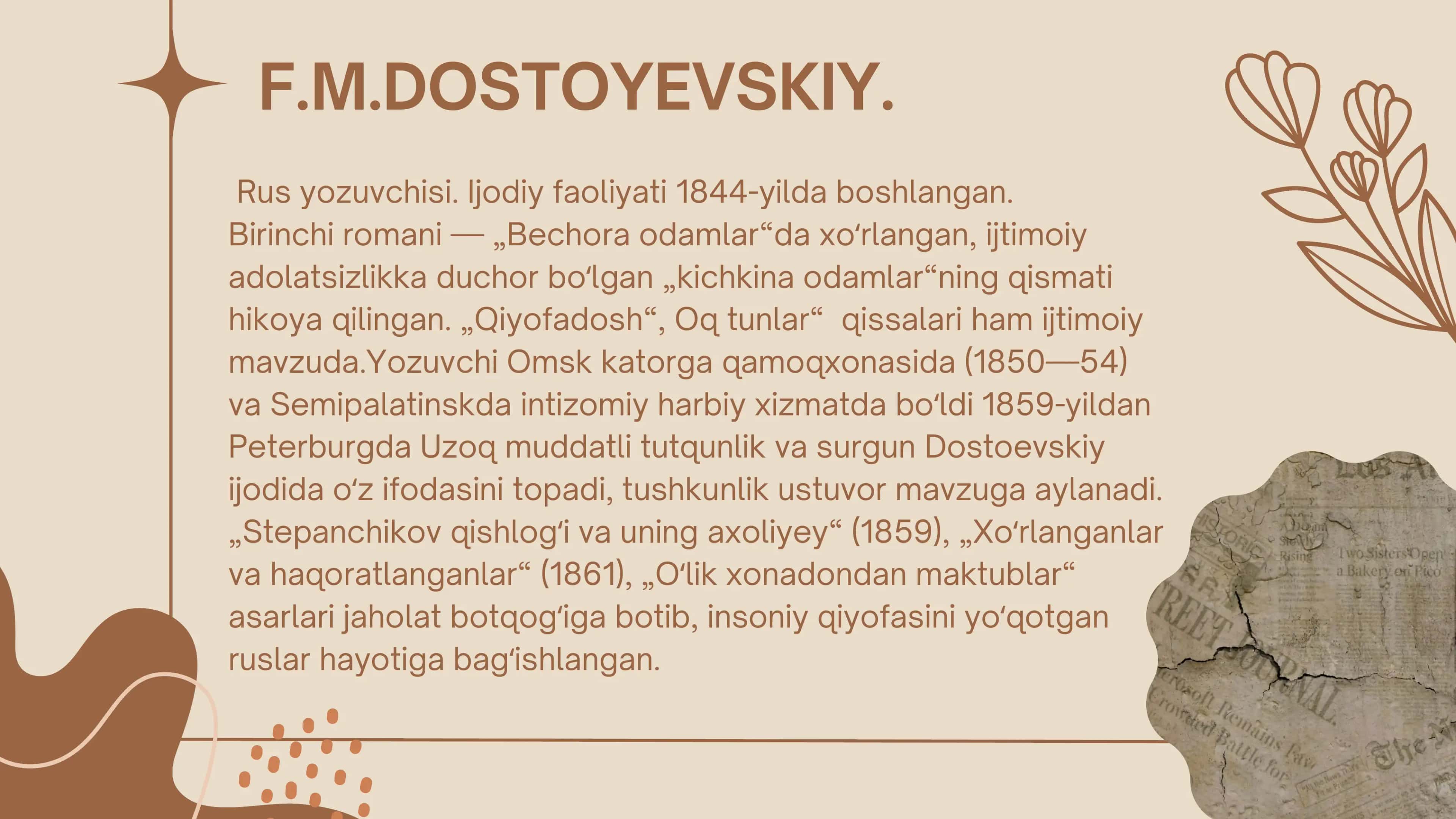 F.M. DOSTOYEVSKIY  OYDIN TUNLAR ROMANI. 2