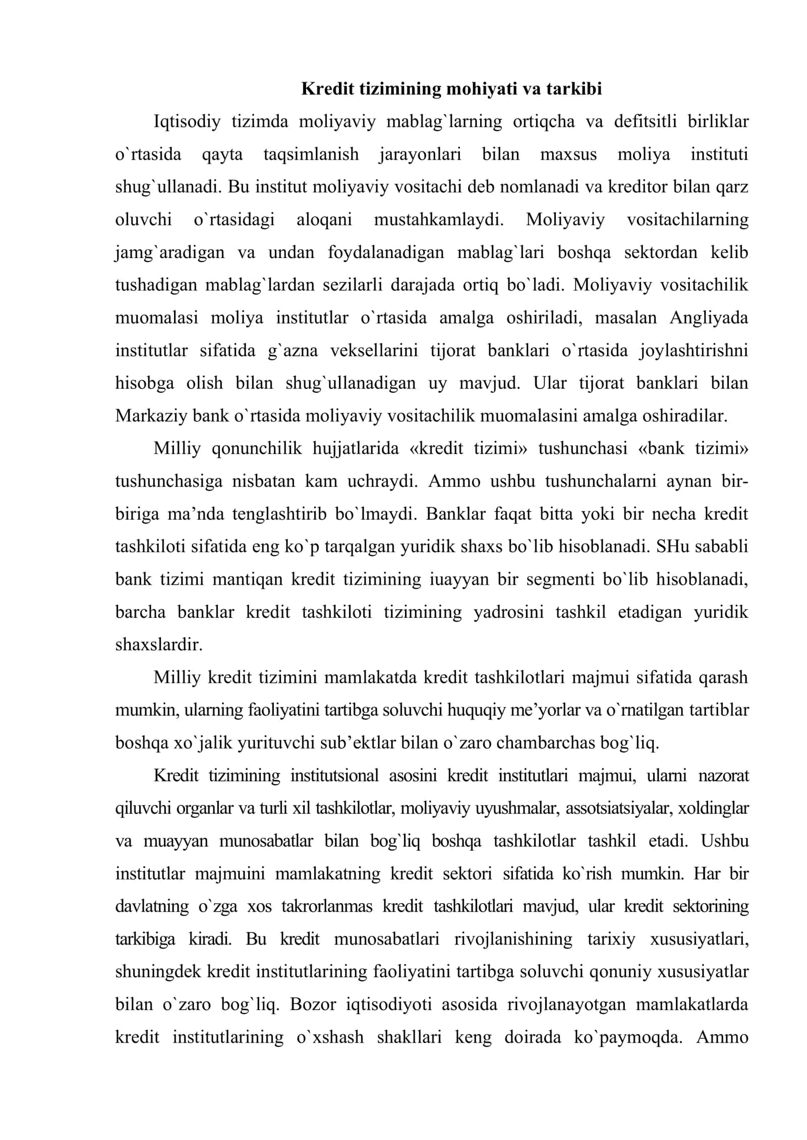 Kredit tizimi va uning barqarorligiga ta’sir qiluvchi omillar 2