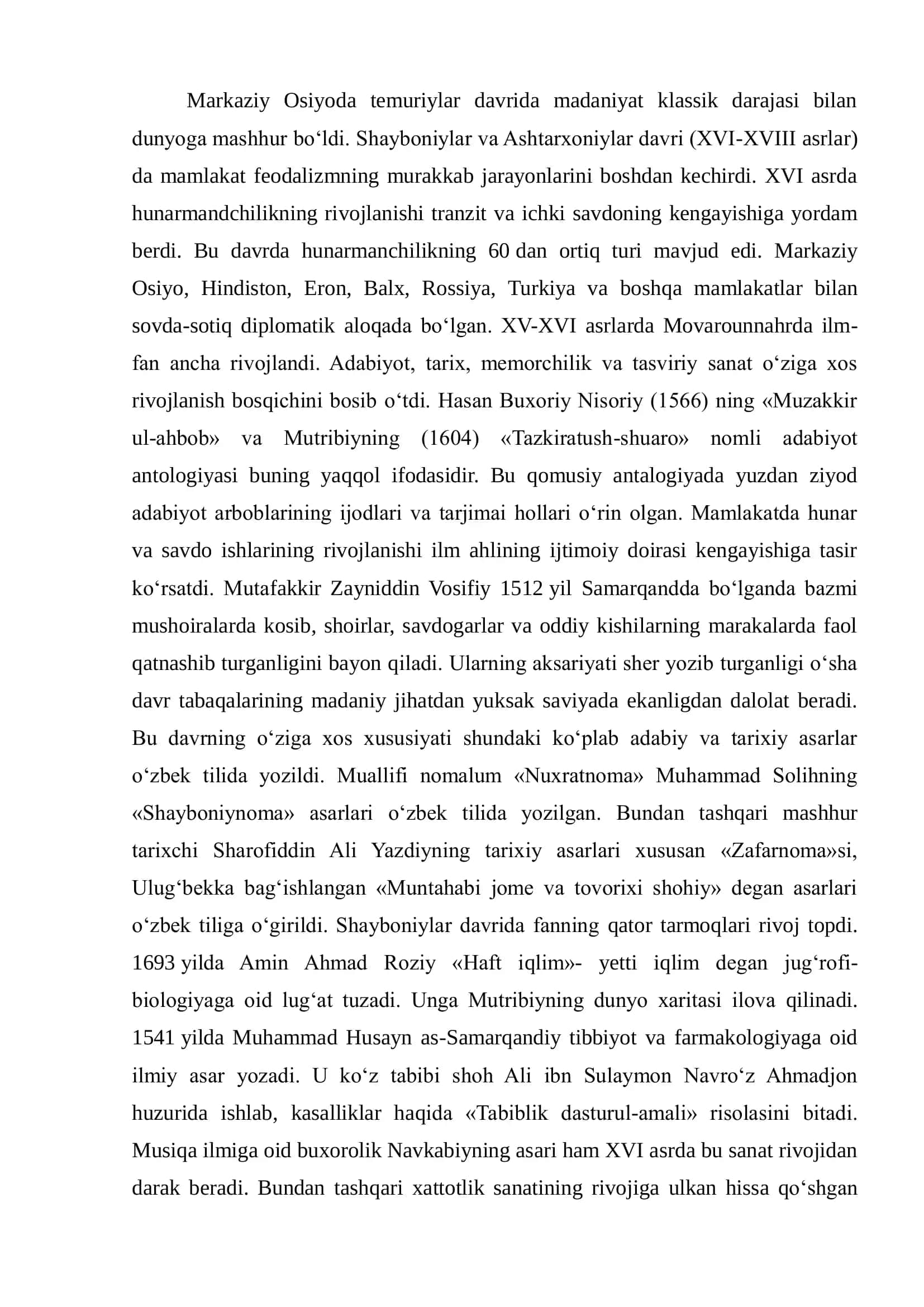 XVII-XX asrlarda Markaziy Osiyo madaniyati 2