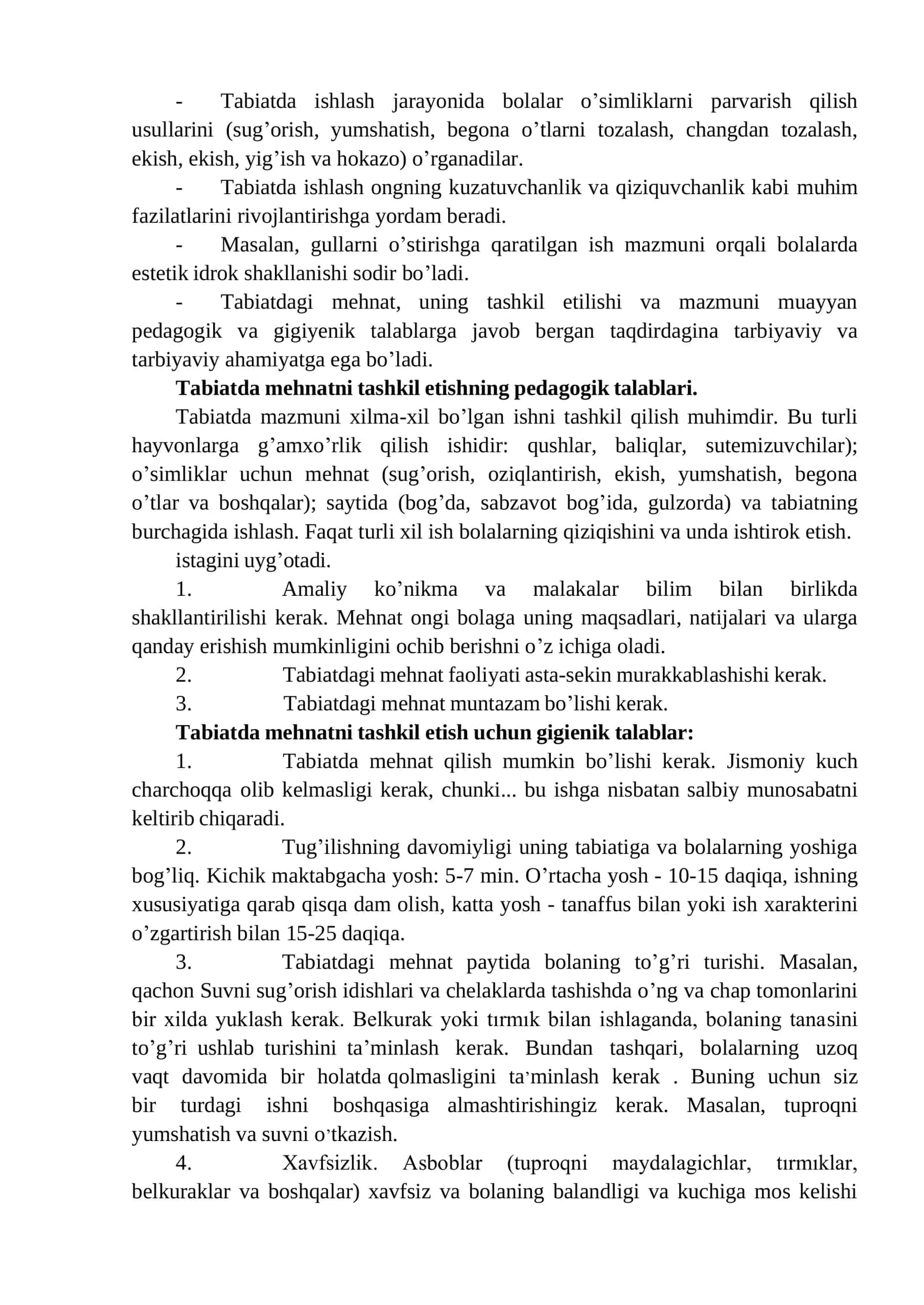 Ish shakllaridan yer maydonchalarida bolalar mehnatini tashkil qilish 2