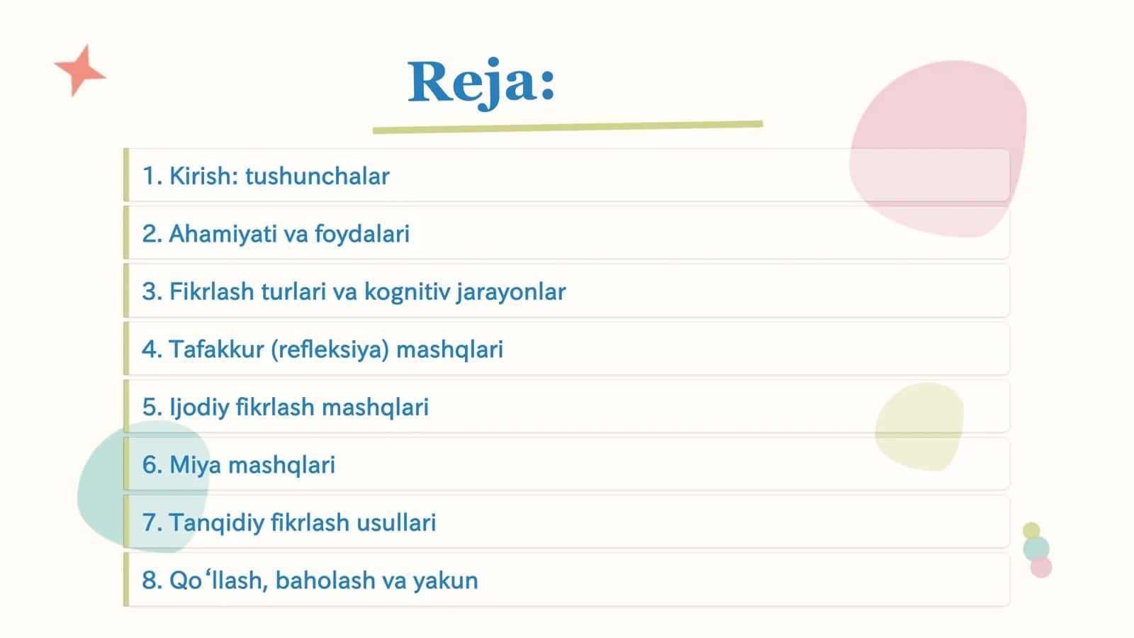 Tafakkur va Ijodiy Fikrlash Mashqlari 2