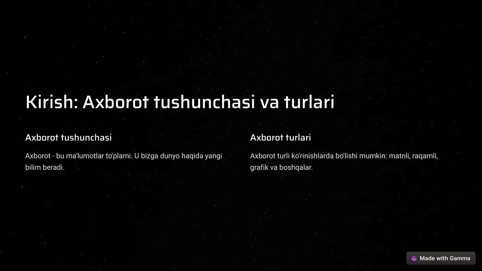 Axborot turlari. Sanoq sistemalari 2