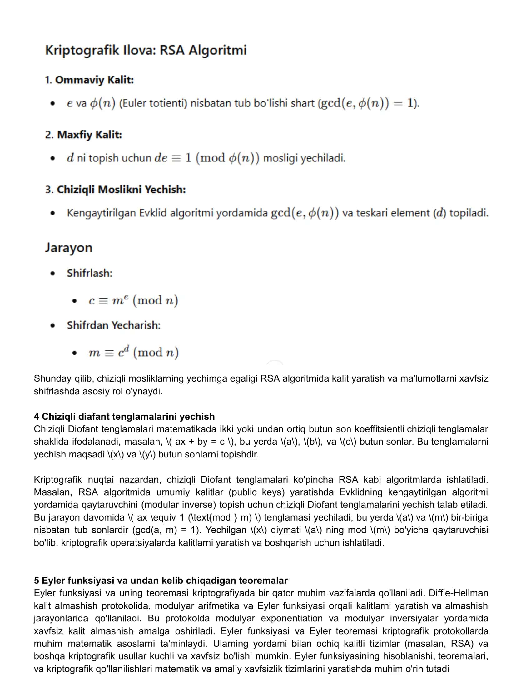 Evklid va kengaytirilgan Evklid algoritmi 2