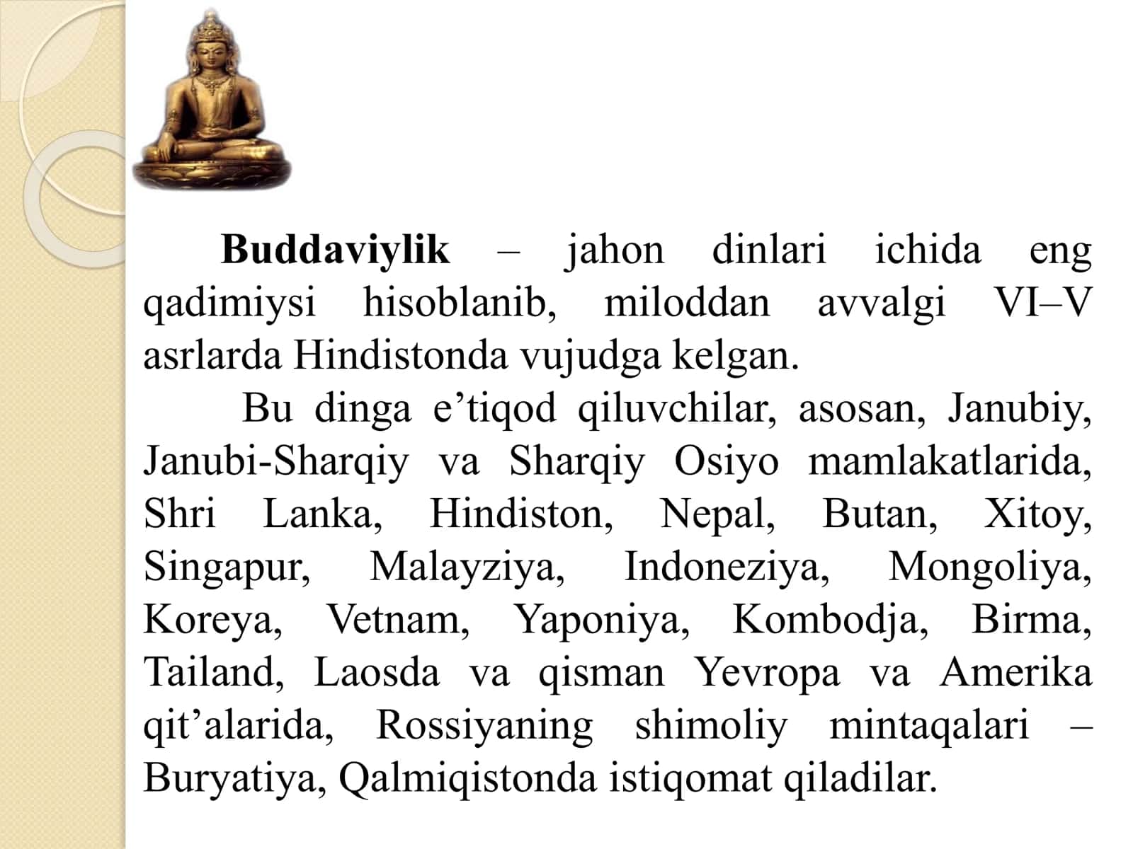 BUDDAVIYLIK DINI TARIXI VA G‘OYALARI 2