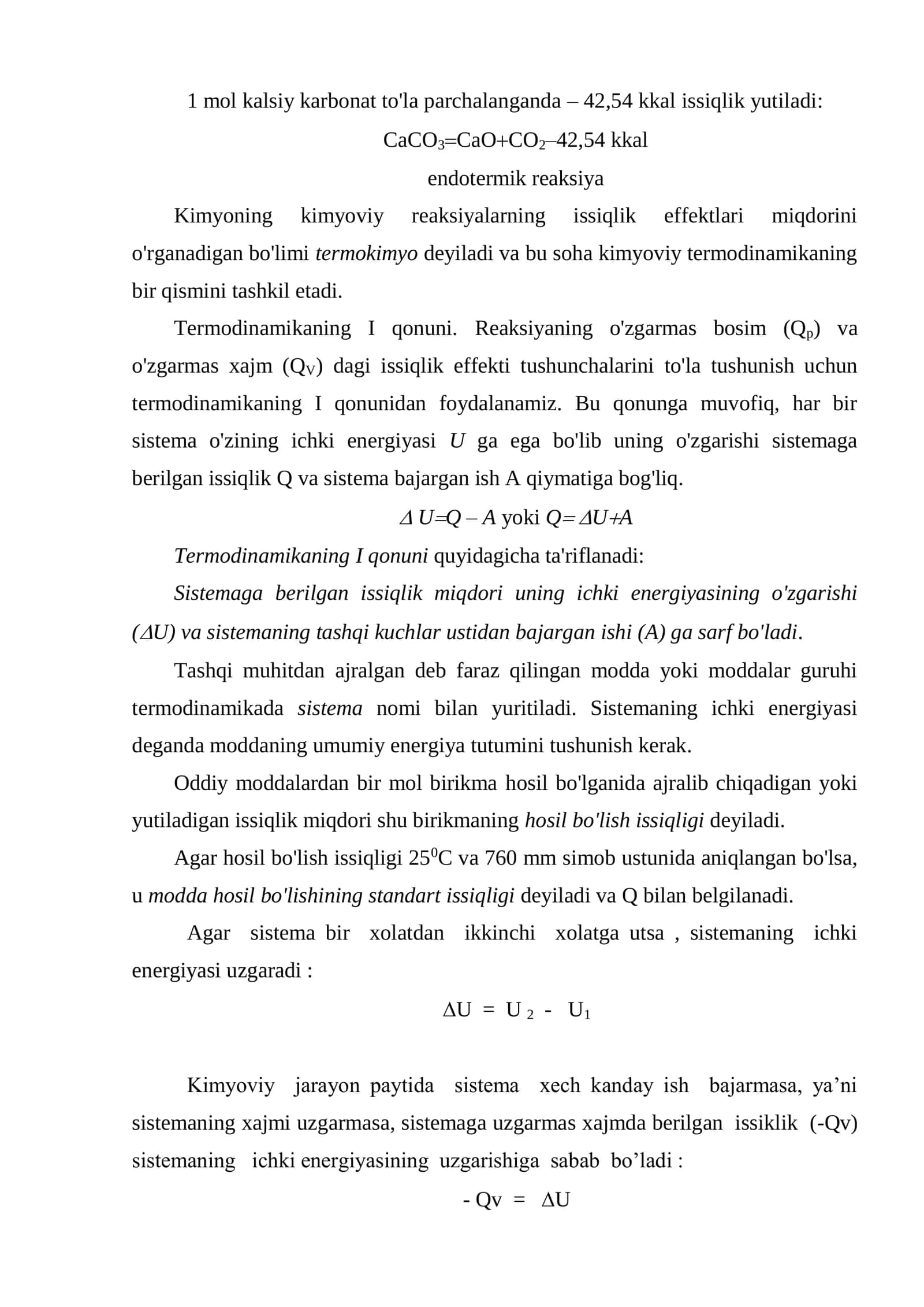 Kimyoviy reaksiyalarning issiqlik effekti (termokimyo) 2