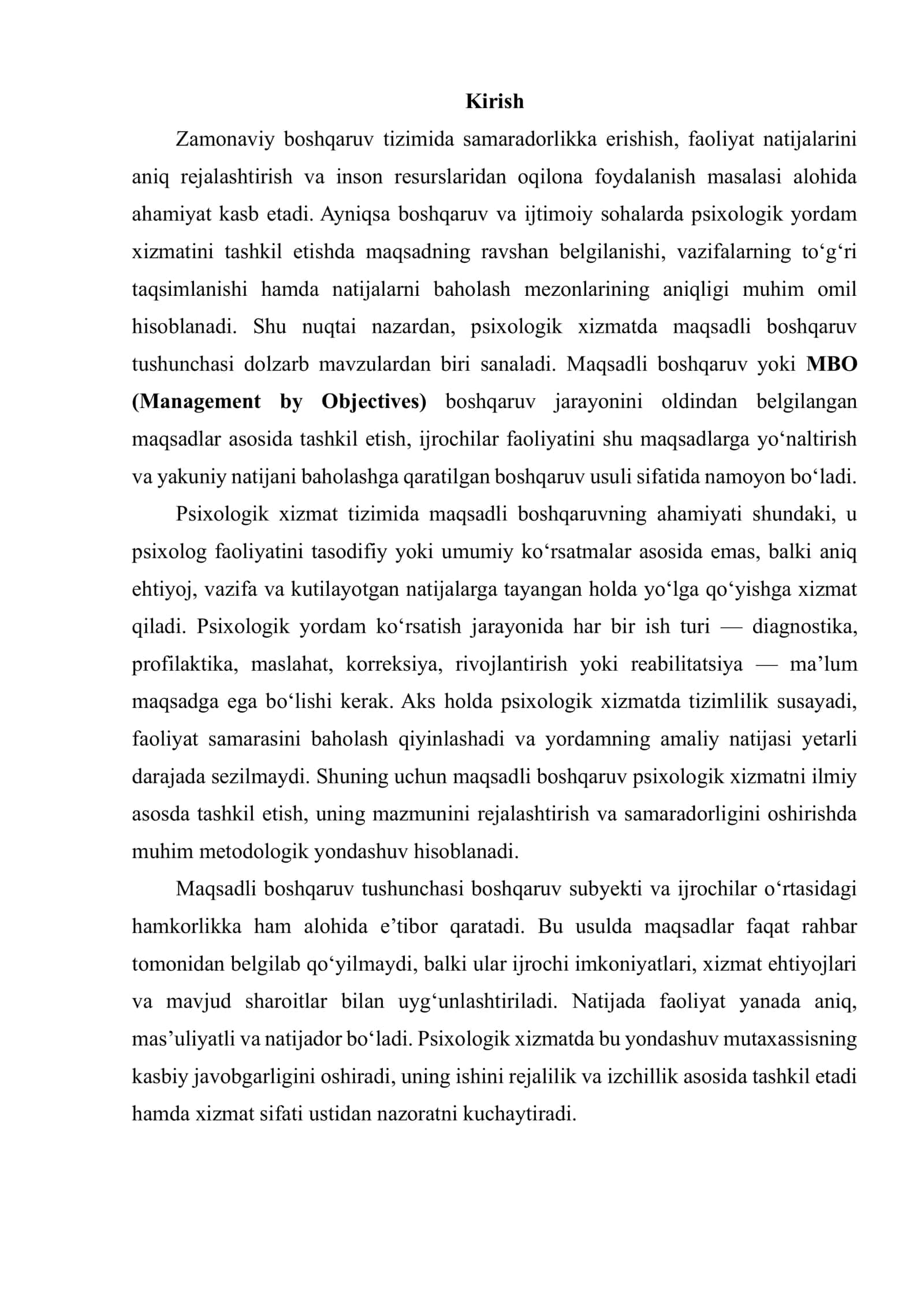 PSIXOLOGIK XIZMATDA MAQSADLI BOSHQARUV MAQSADLI BOSHQARUV TUSHUNCHASI (MВO) 2