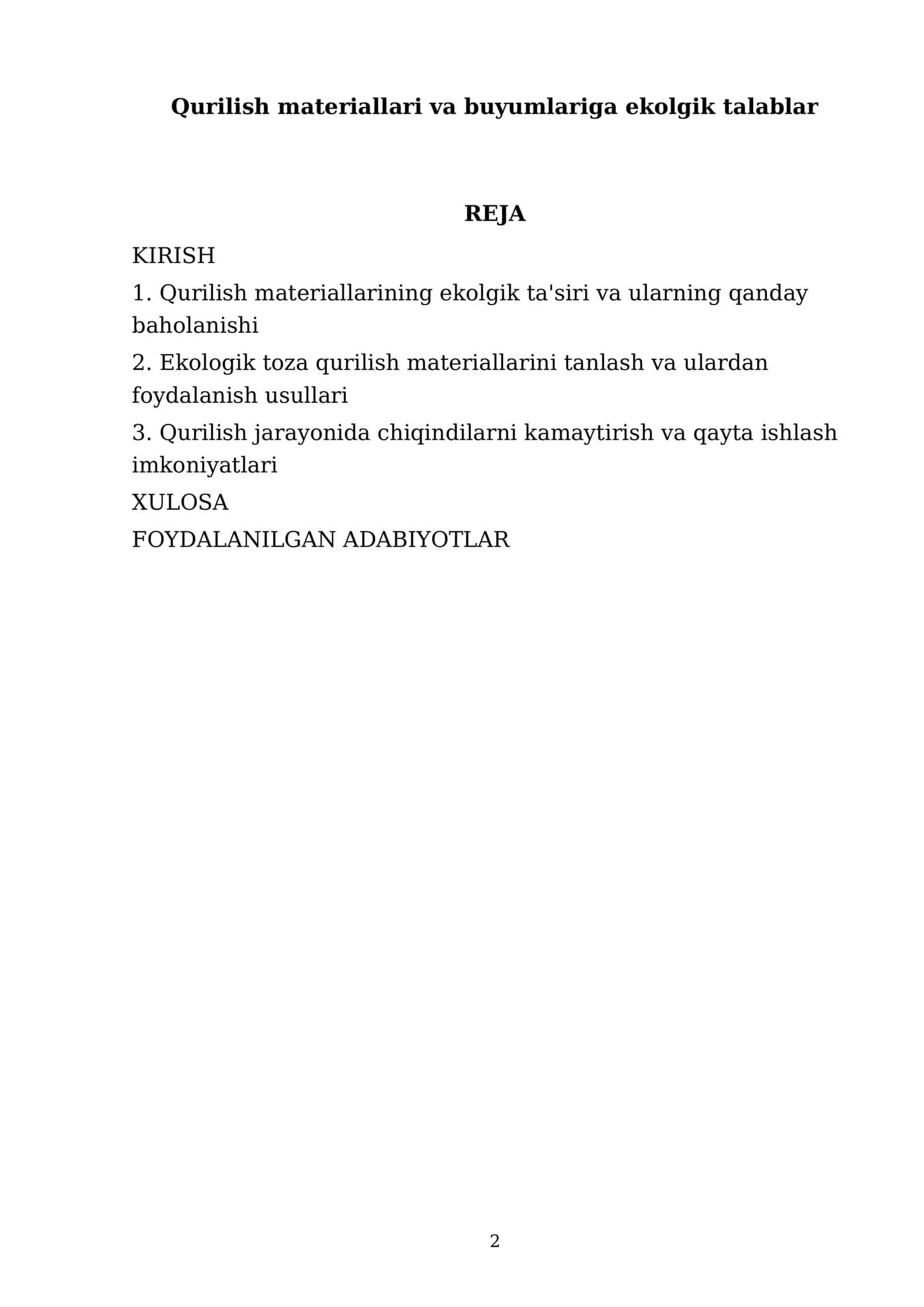 Qurilish materiallari va buyumlariga ekolgik talablar 2