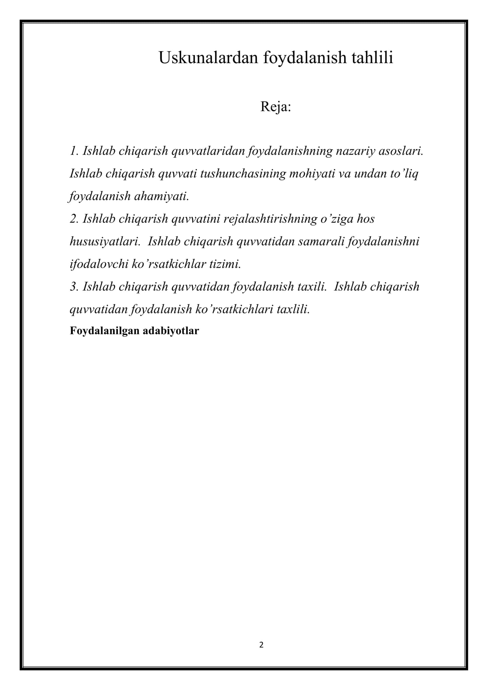 Uskunalardan foydalanish tahlili 2