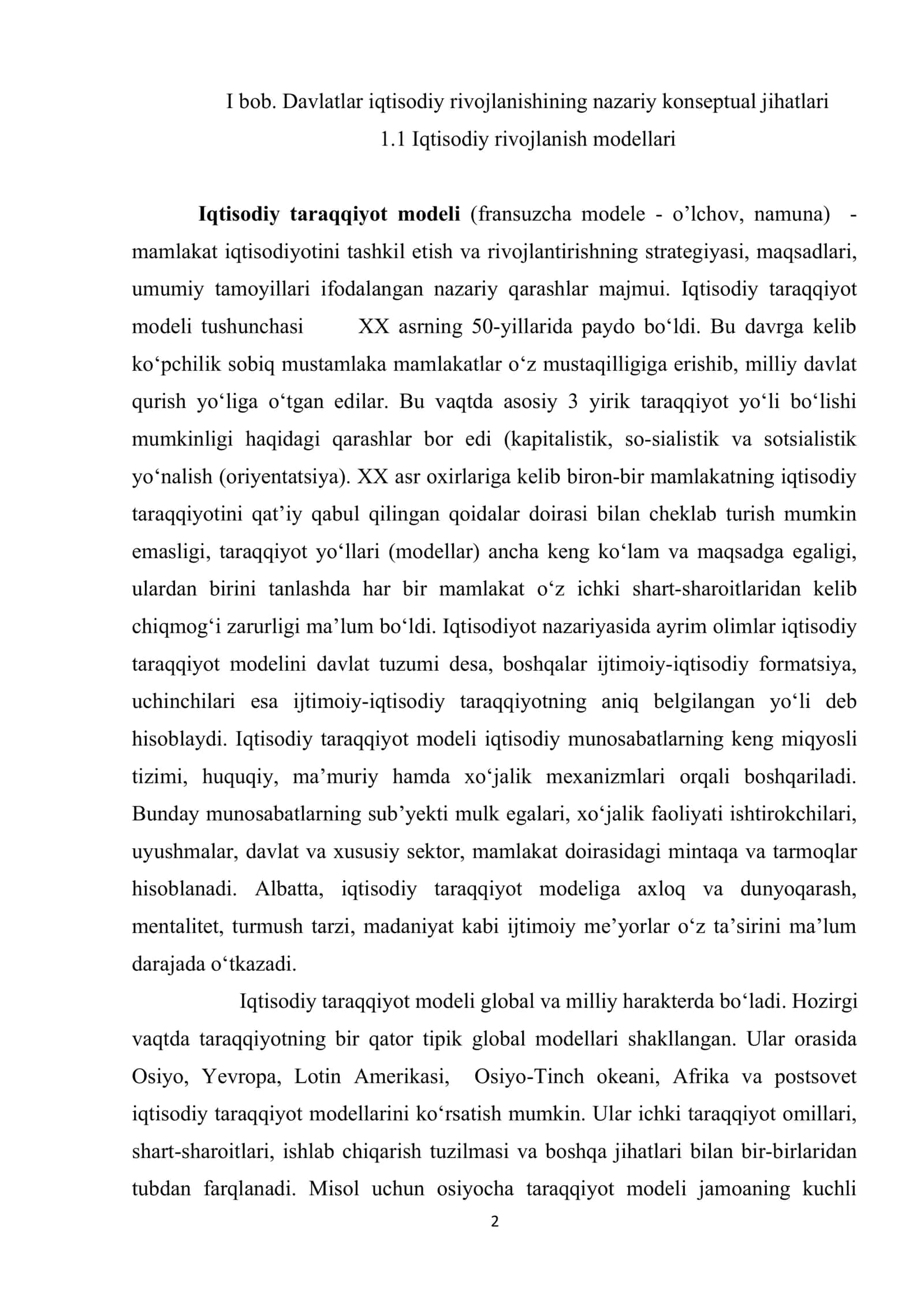 Davlatlar iqtisodiy rivojlanishining nazariy konseptual jihatlari 2