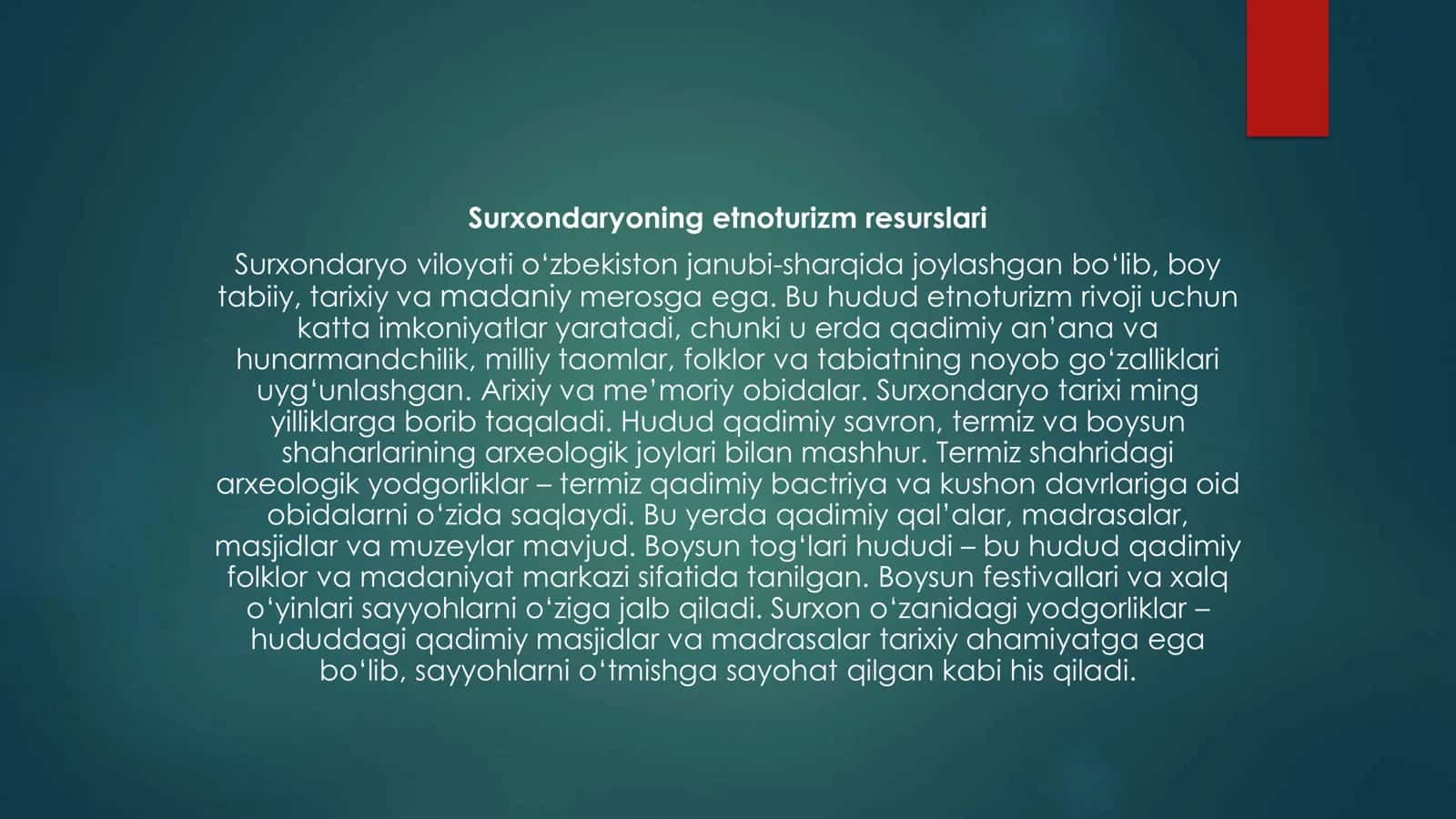 Surxondaryo viloyati etnoturizm va kreativ faoliyat 2